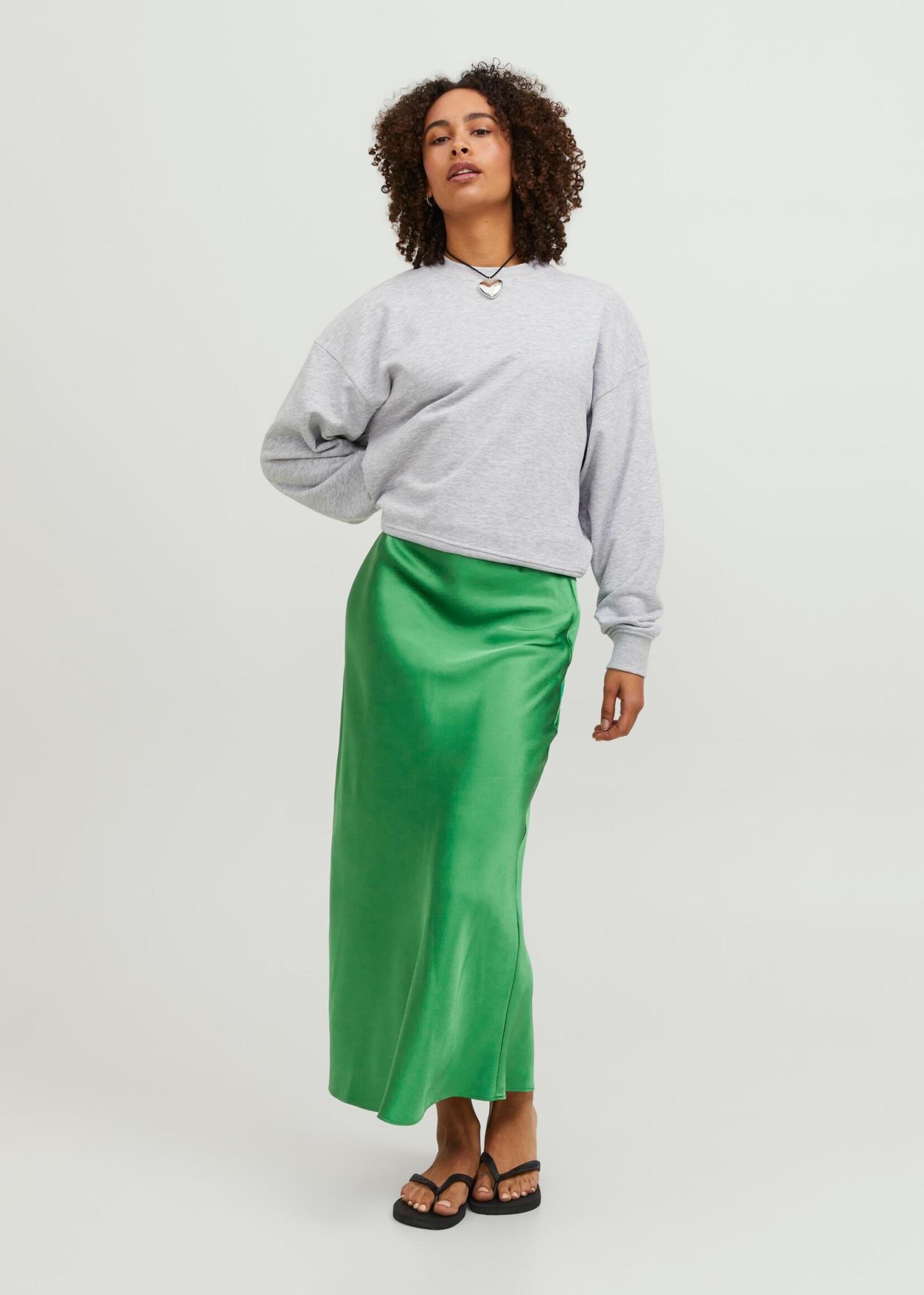 JJXX JXKIMMIE MW SATIN MIDI SKIRT - MEDIUM GREEN