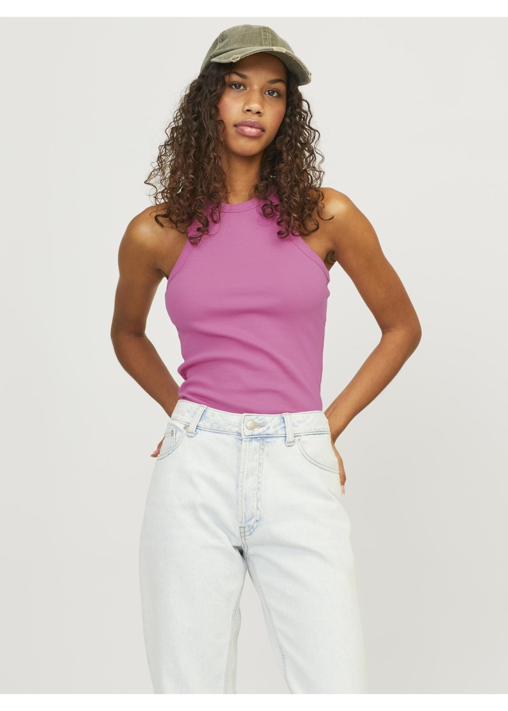 JJXX JXFOREST RIB TOP - CARMINE ROSE