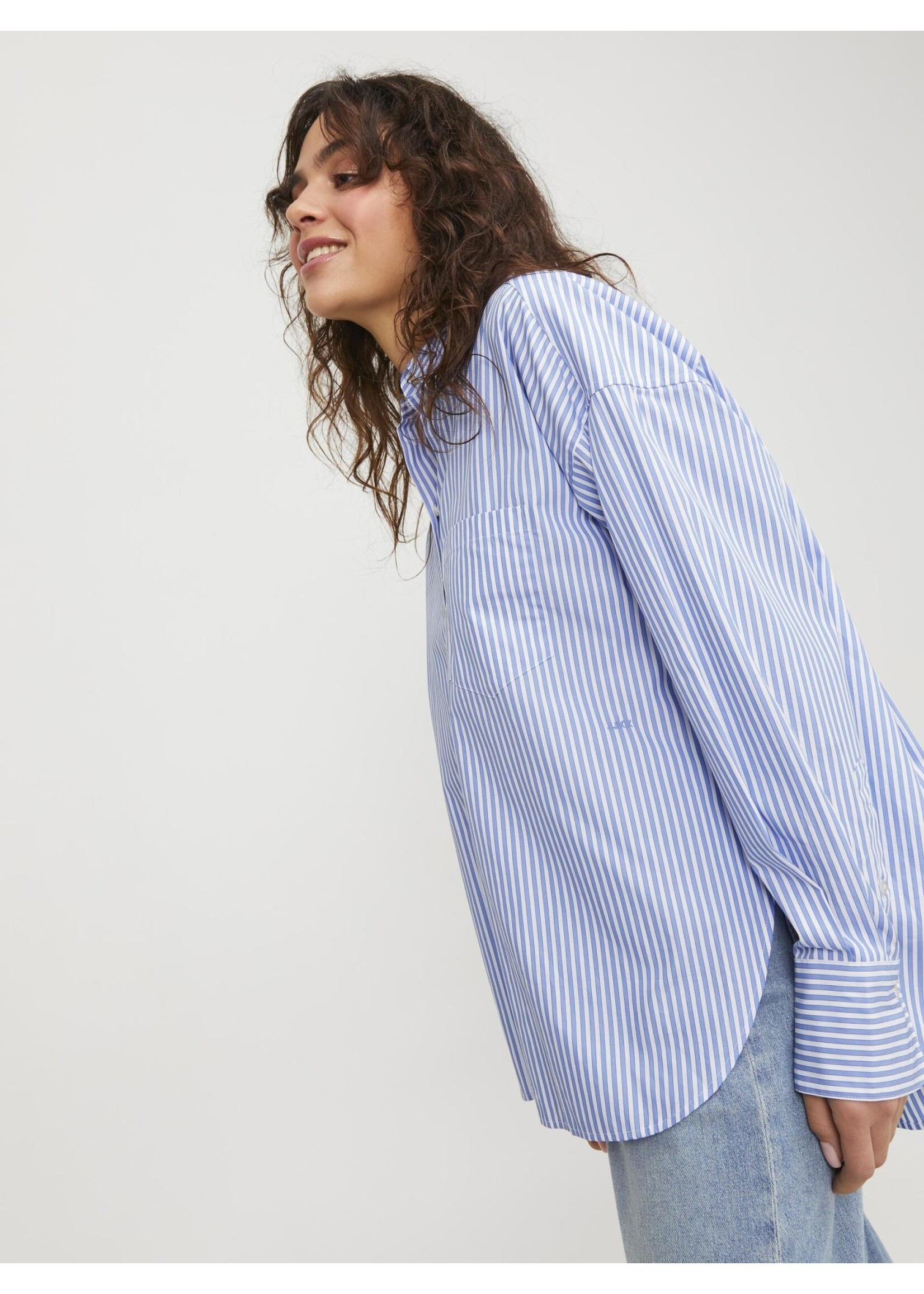 JXJAMIE RELAXED POPLIN SHIRT - NAVY STRIPES