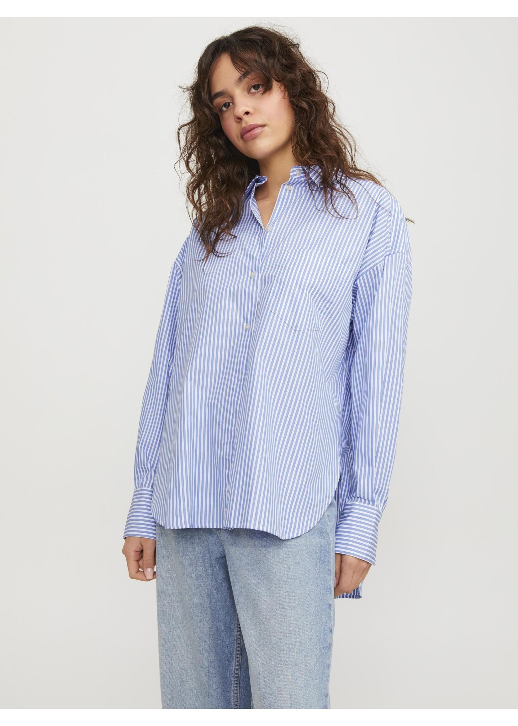 JXJAMIE RELAXED POPLIN SHIRT - NAVY STRIPES