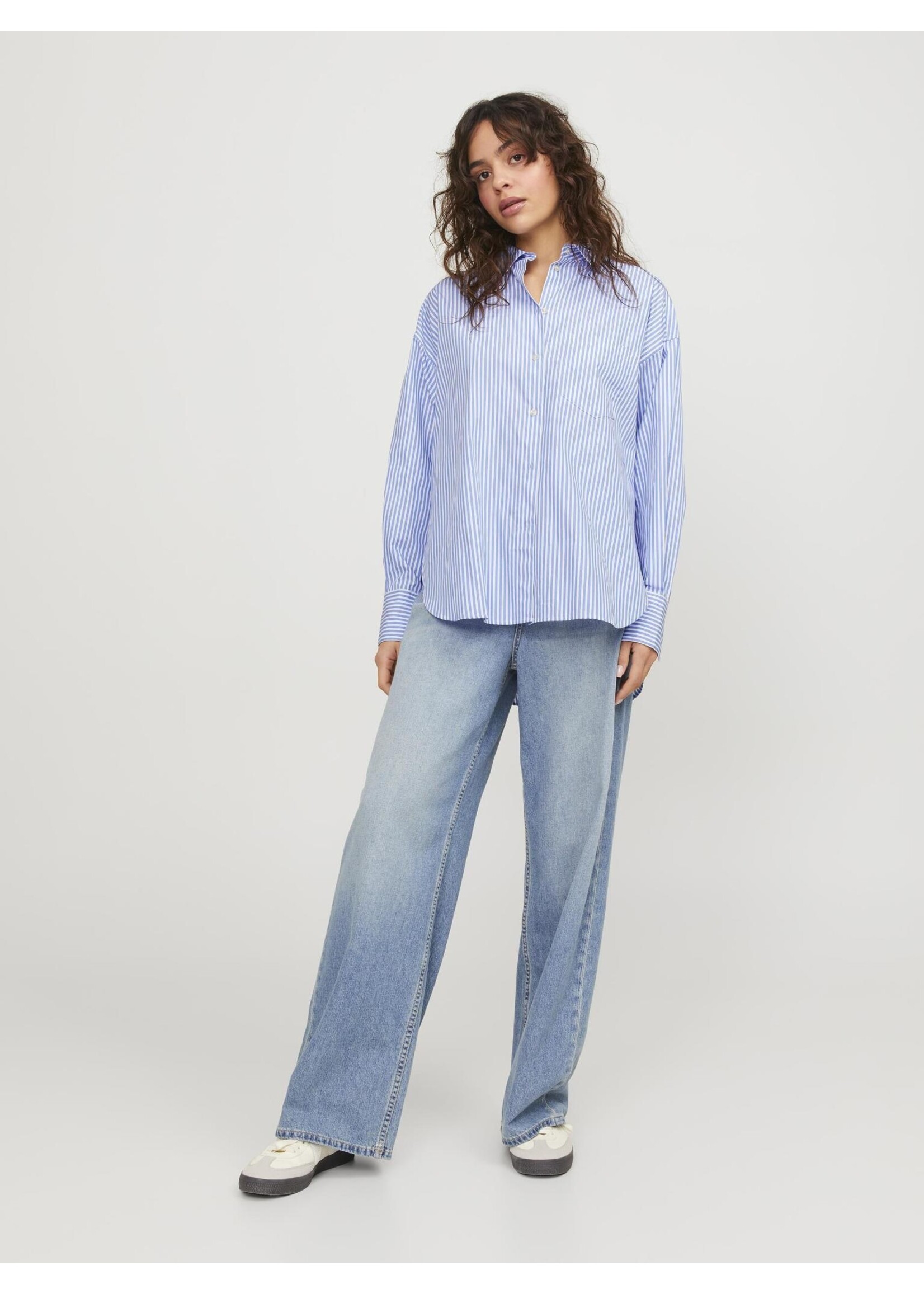 JXJAMIE RELAXED POPLIN SHIRT - NAVY STRIPES