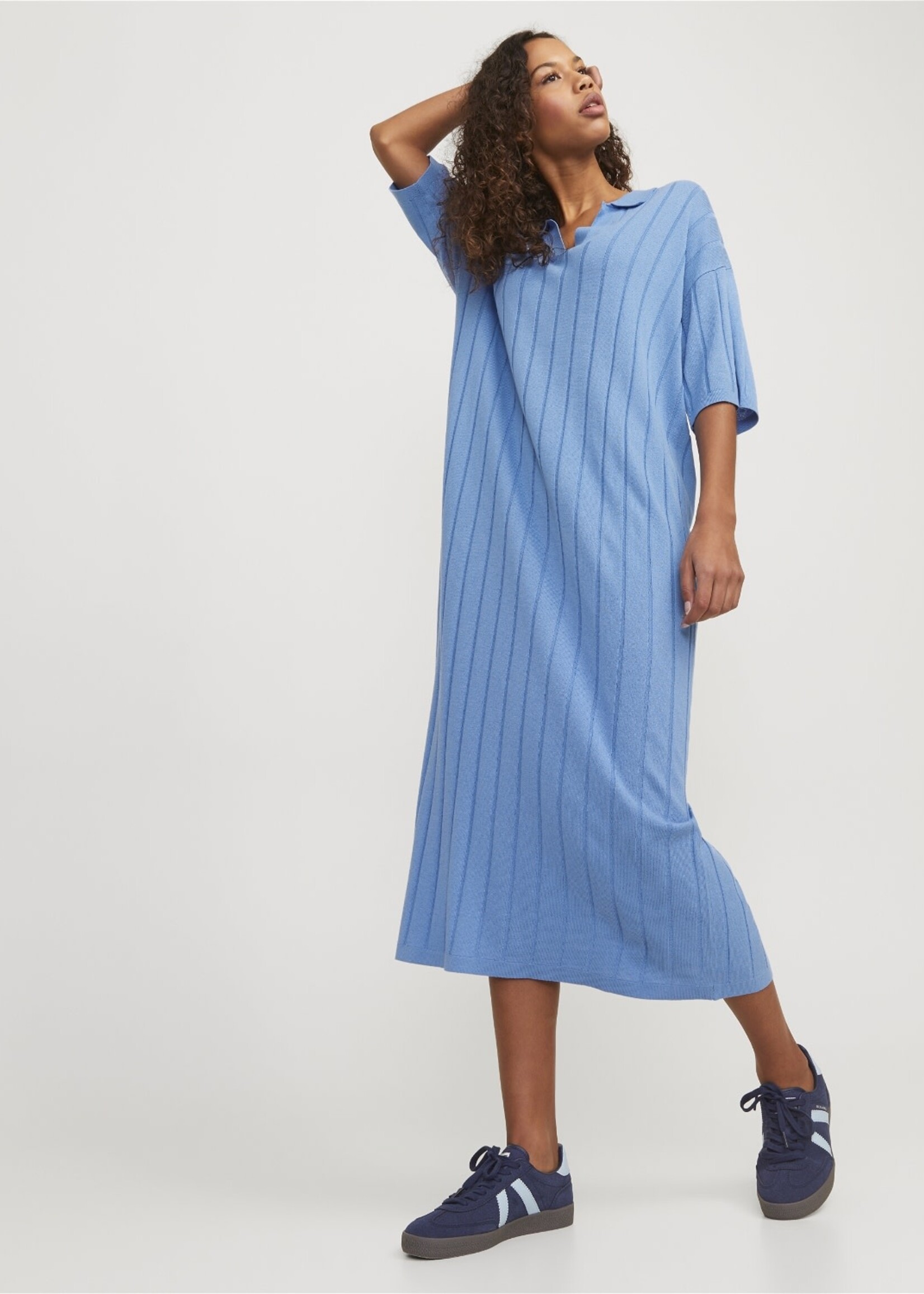 JJXX JXLOLA POLO DRESS KNIT - SILVER LAKE BLUE