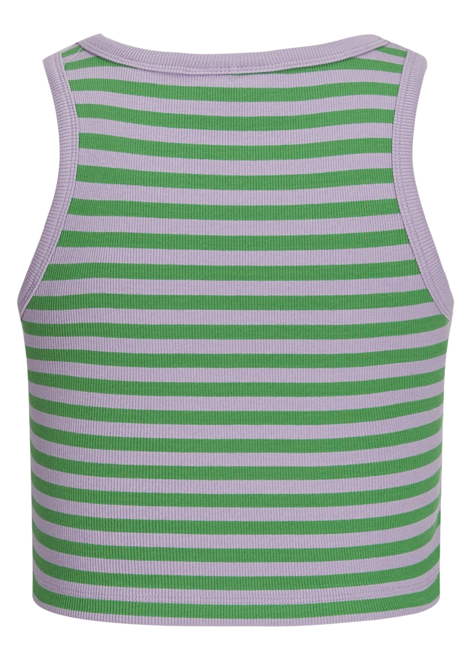 JJXX JXFALLON STRIPE RIB TOP - MEDUIM GREEN/LILAC BREEZE