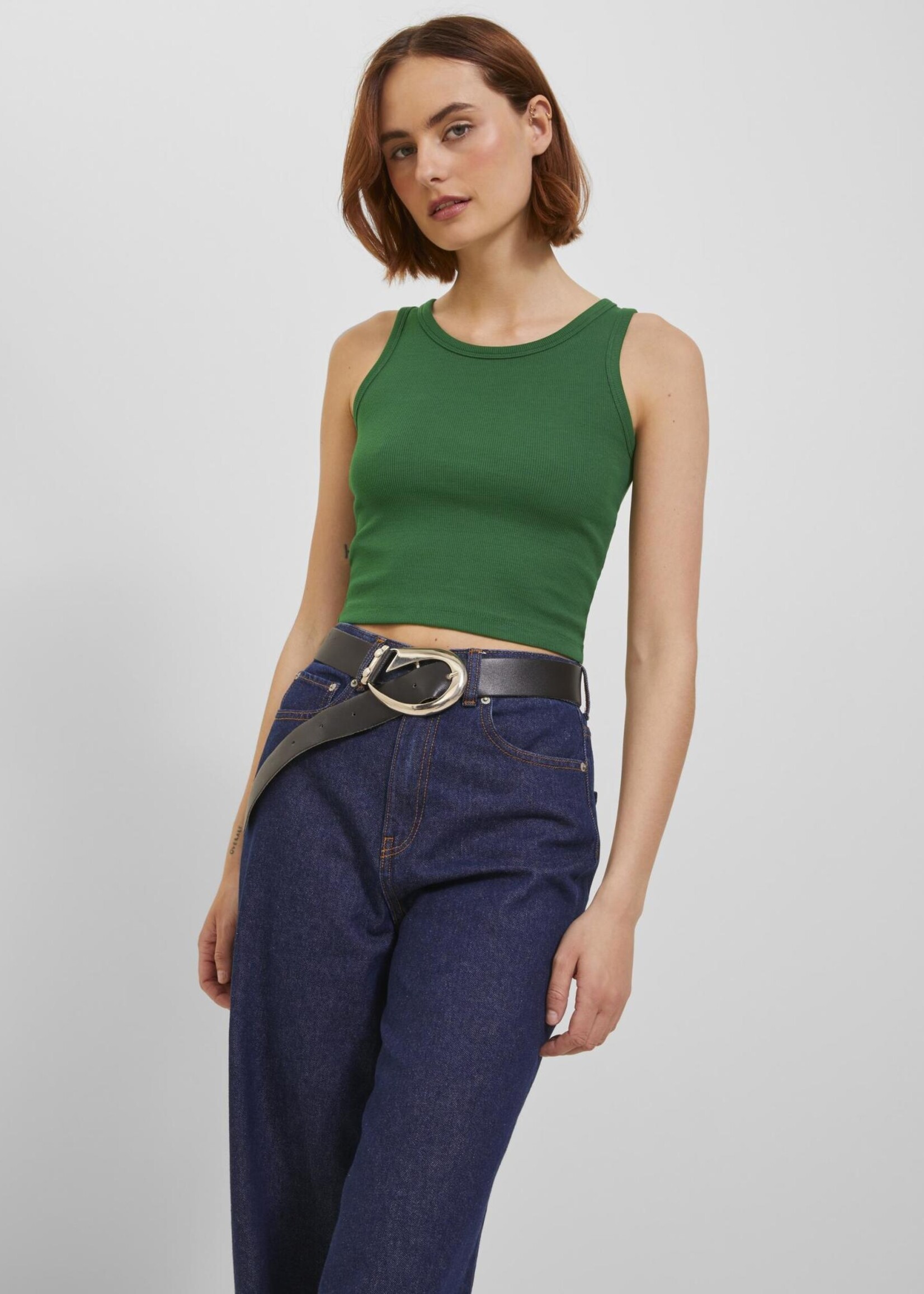 JJXX JXFALLON RIB TOP NOOS  - MEDIUM GREEN