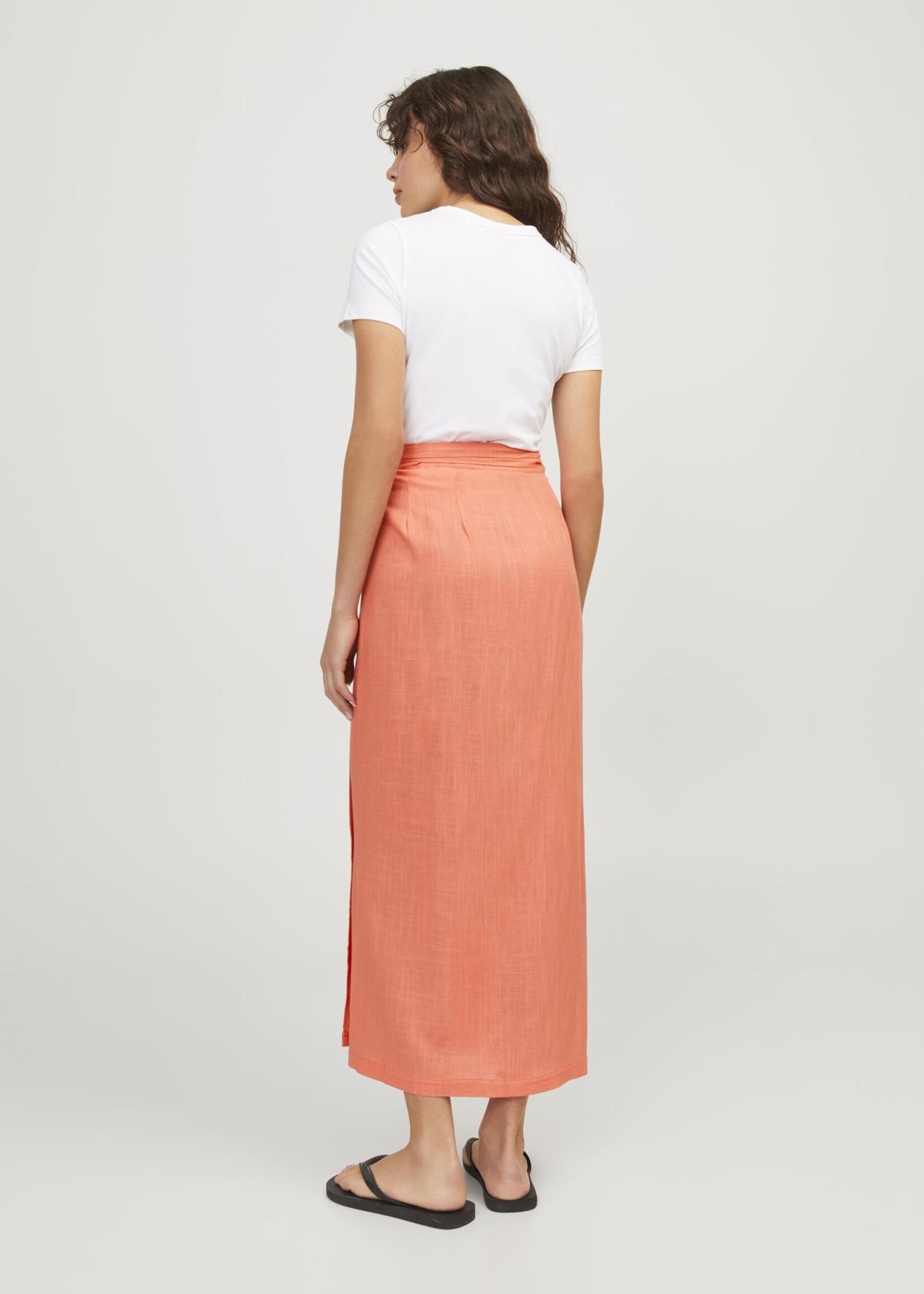 JJXX JXOCEAN LINEN BLEND HW WRAP SKIRT - PEACH ECHO