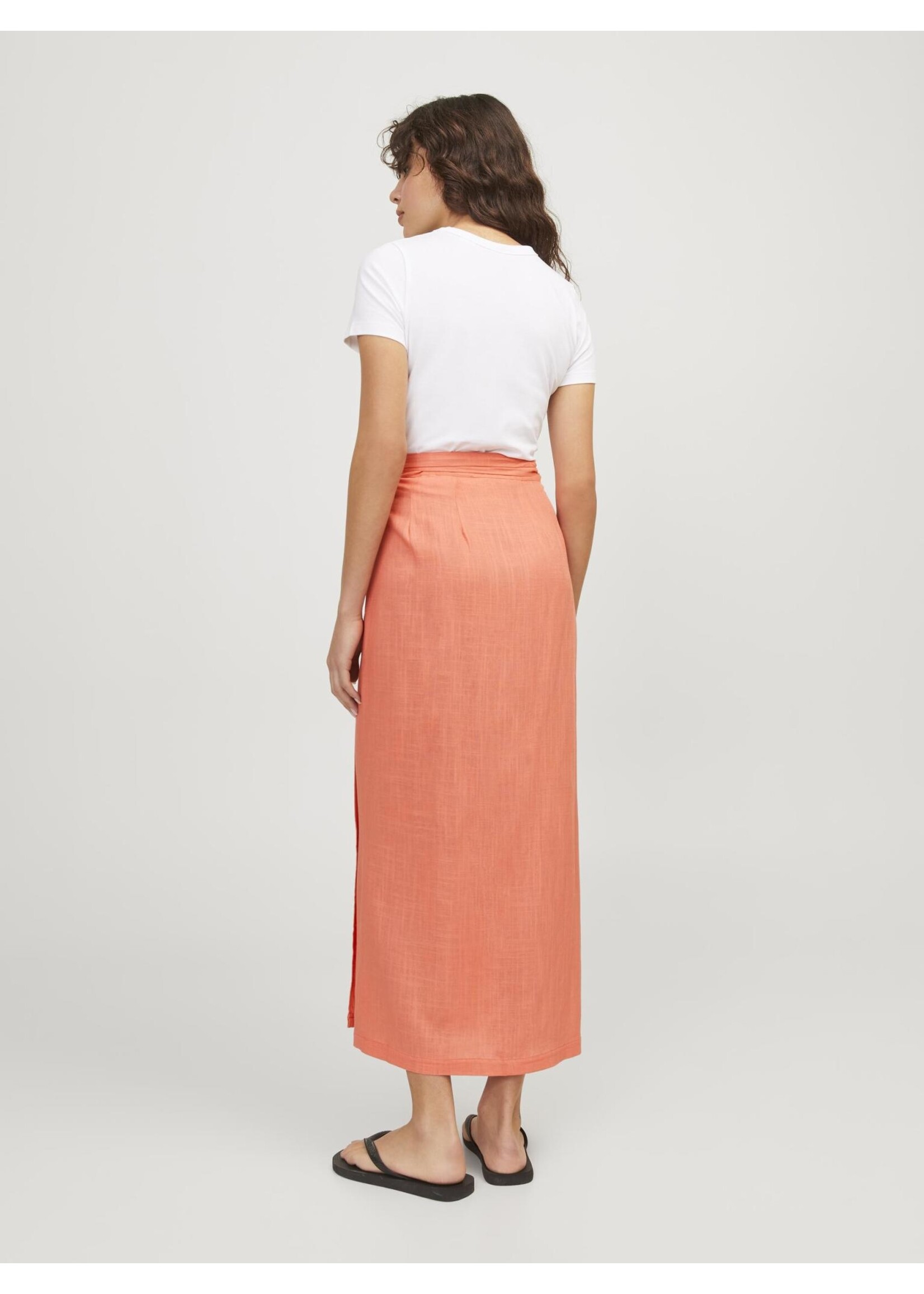 JJXX JXOCEAN LINEN BLEND HW WRAP SKIRT - PEACH ECHO