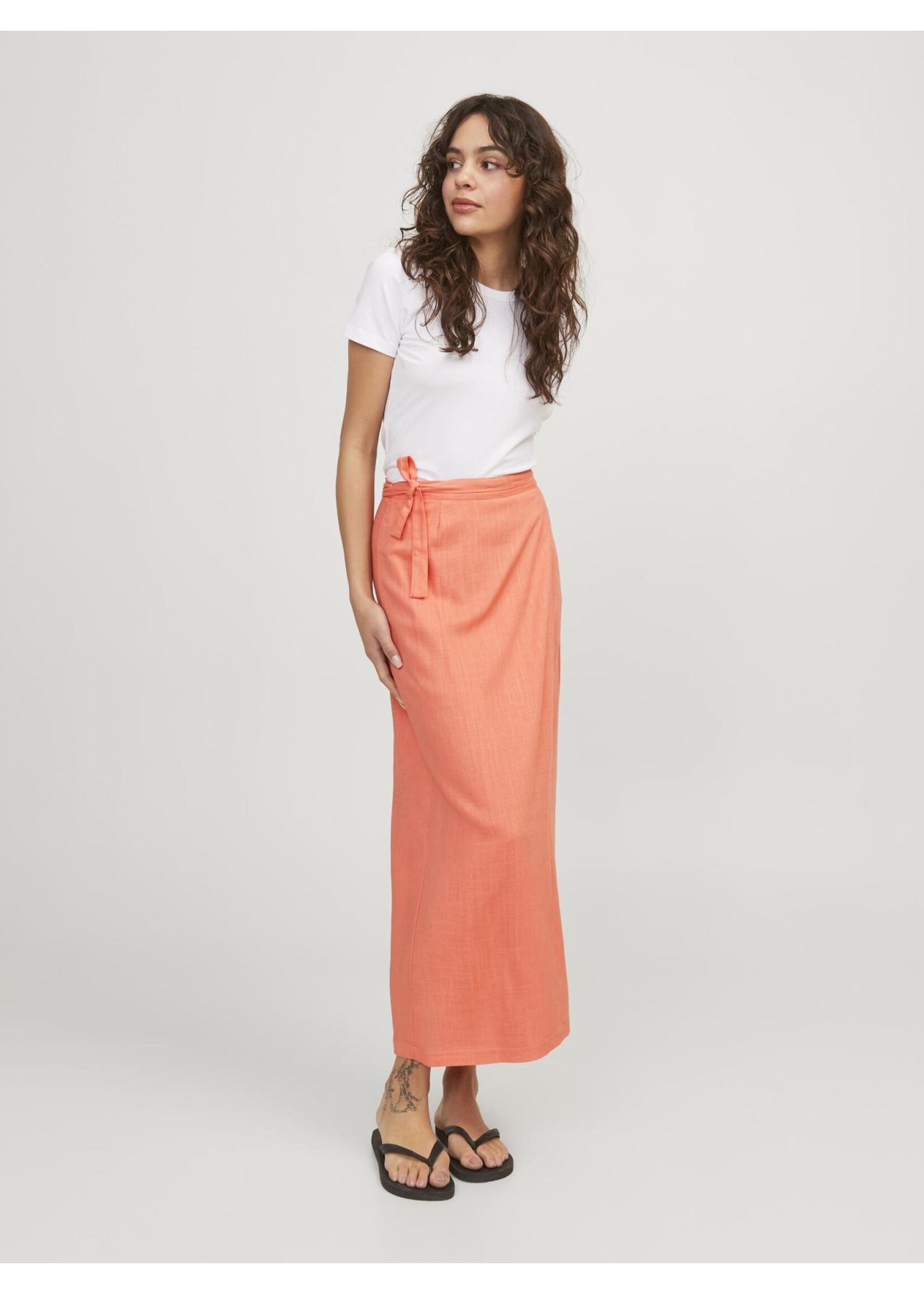 JJXX JXOCEAN LINEN BLEND HW WRAP SKIRT - PEACH ECHO