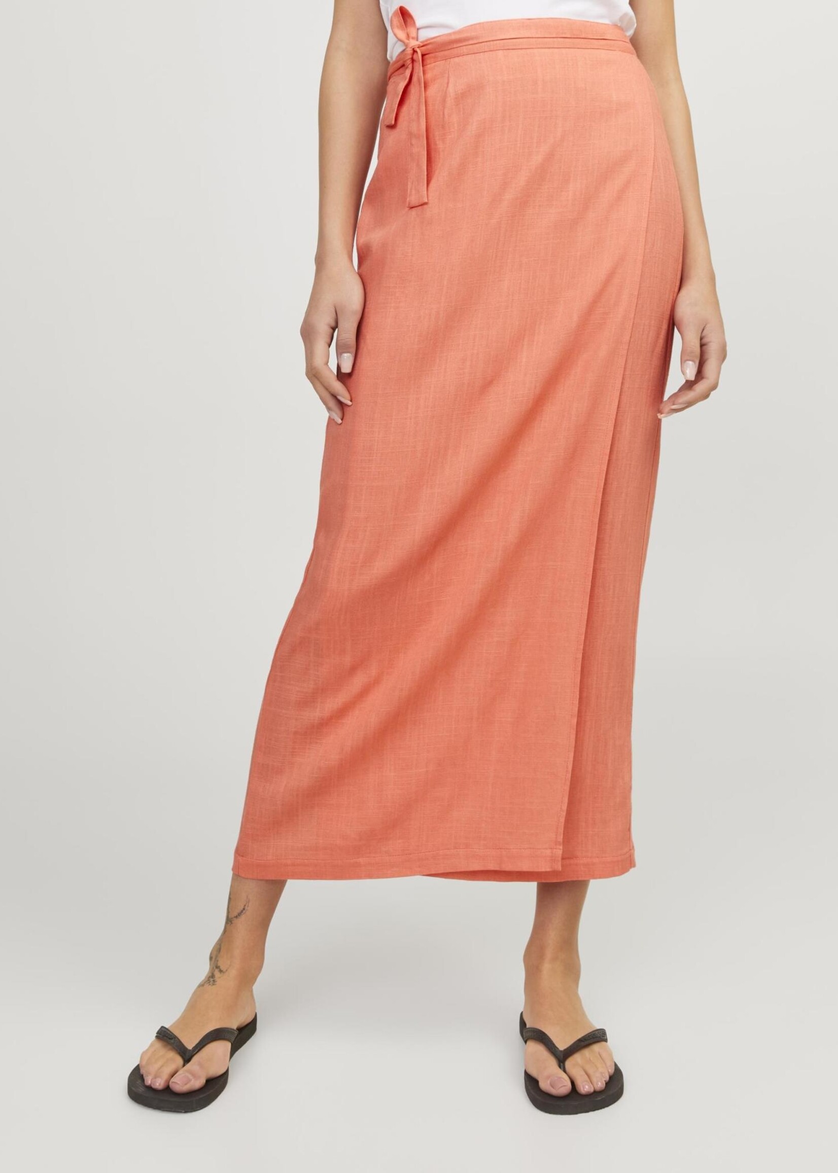 JJXX JXOCEAN LINEN BLEND HW WRAP SKIRT - PEACH ECHO