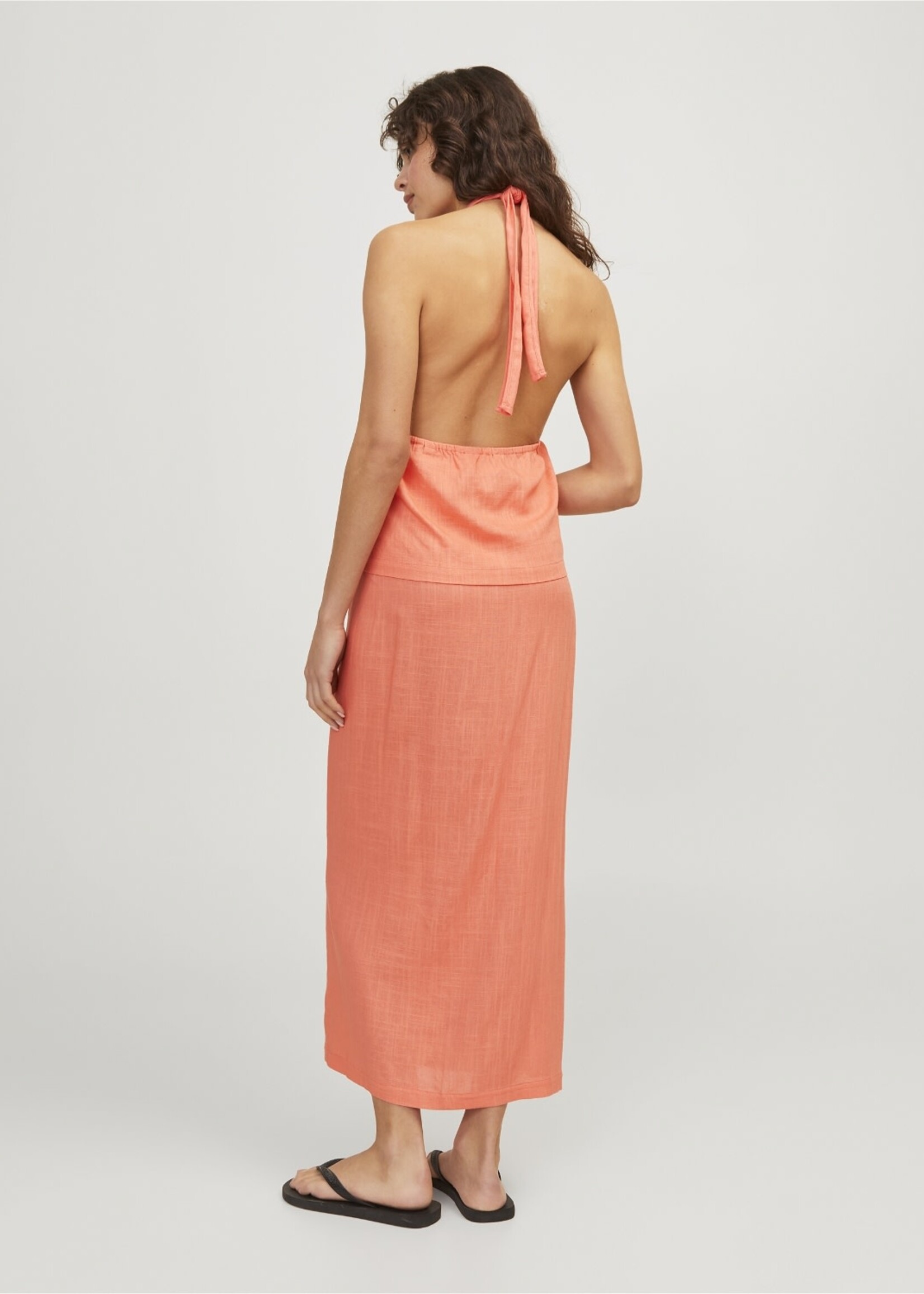 JJXX JXOCEAN LINEN BLEND HALTERNECK TOP - PEACH ECHO