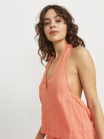JJXX JXOCEAN LINEN BLEND HALTERNECK TOP - PEACH ECHO