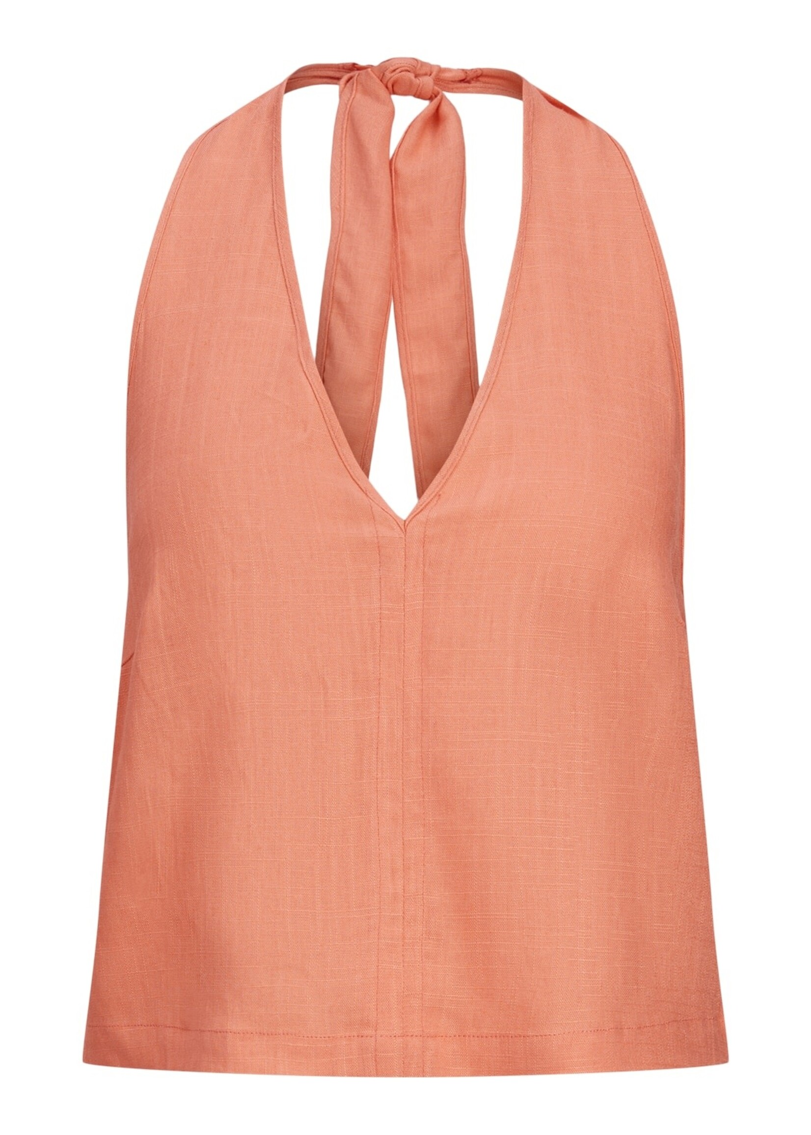 JJXX JXOCEAN LINEN BLEND HALTERNECK TOP - PEACH ECHO