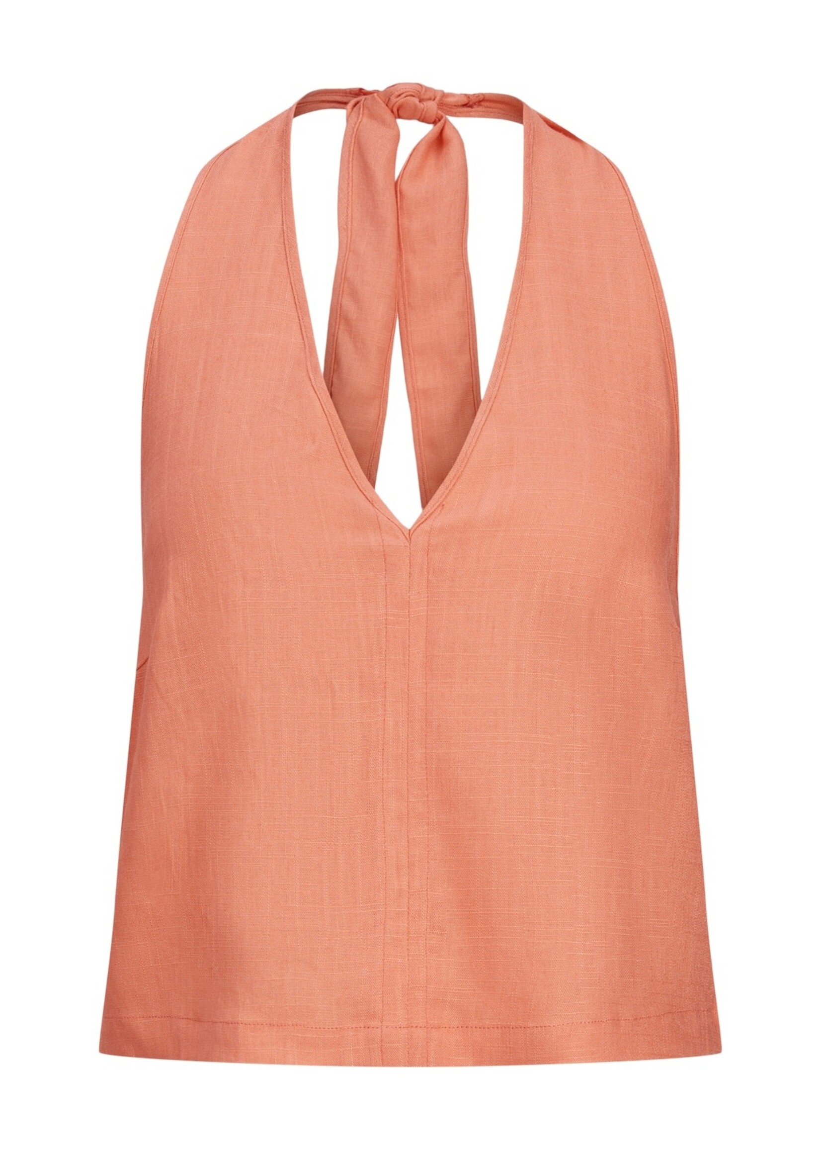 JJXX JXOCEAN LINEN BLEND HALTERNECK TOP - PEACH ECHO