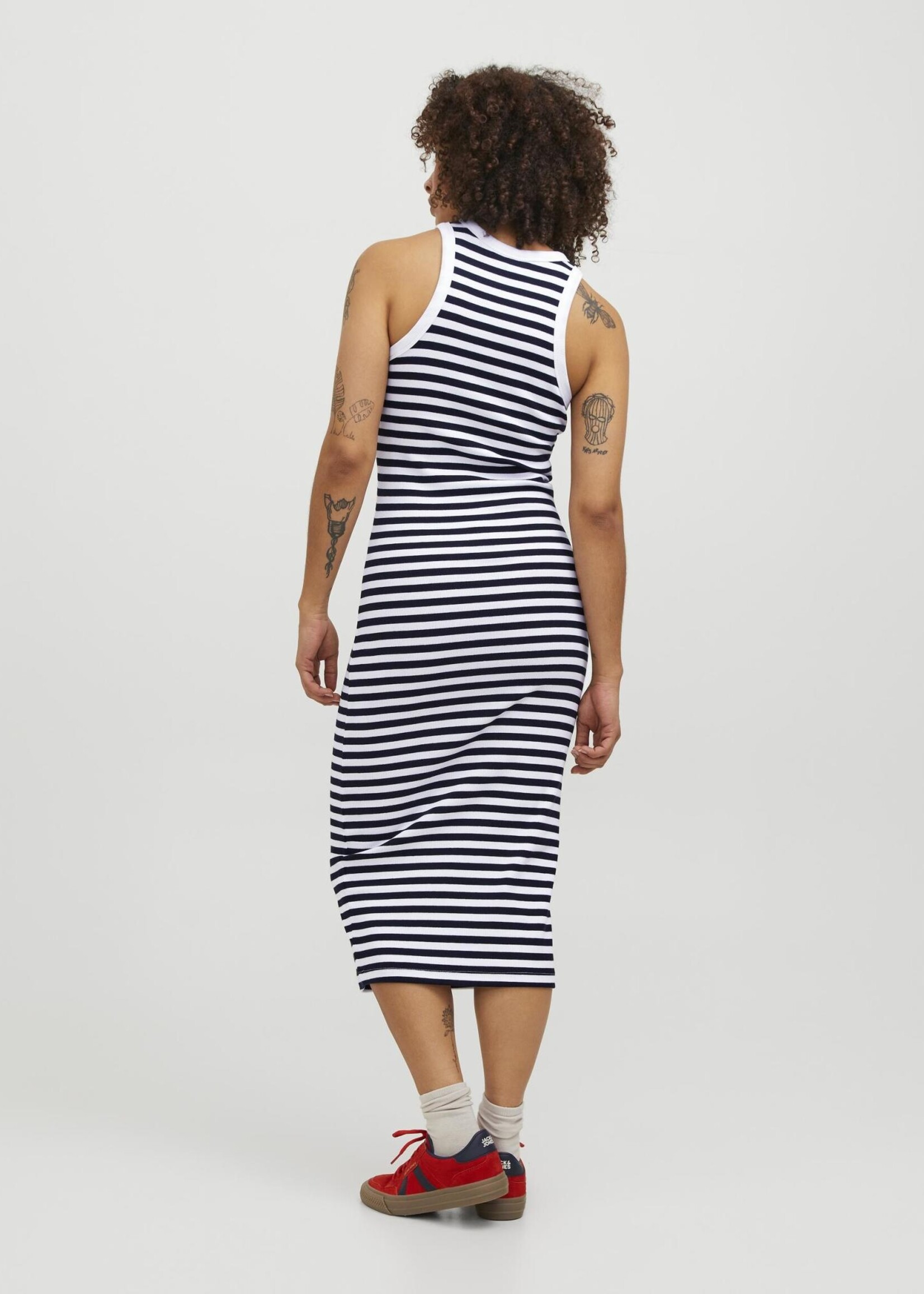 JJXX JXFOREST STRIPE RIB DRESS - BRIGHT WHITE