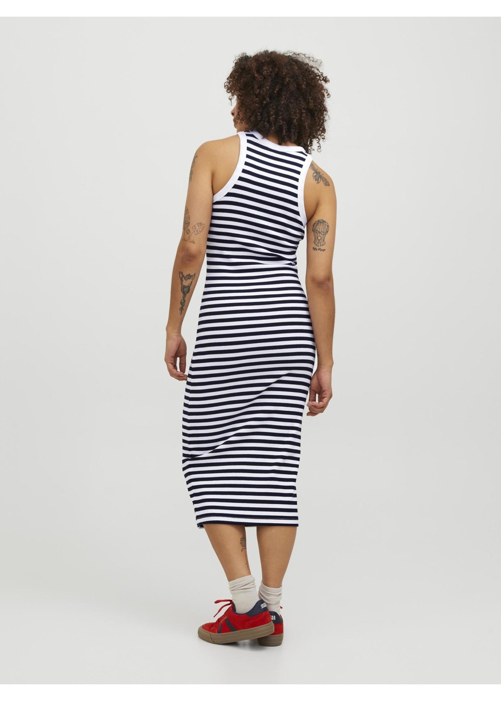 JJXX JXFOREST STRIPE RIB DRESS - BRIGHT WHITE
