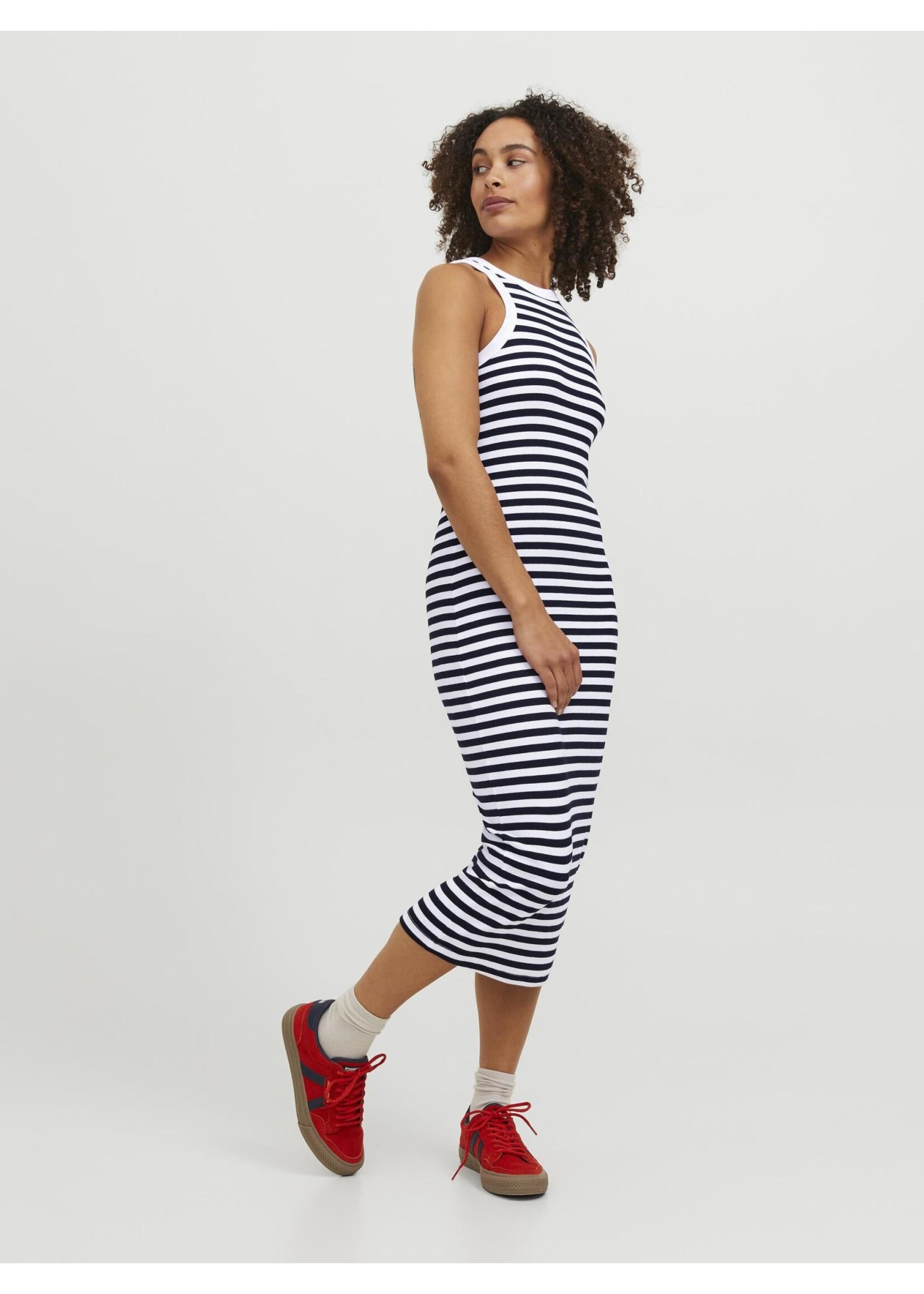 JJXX JXFOREST STRIPE RIB DRESS - BRIGHT WHITE