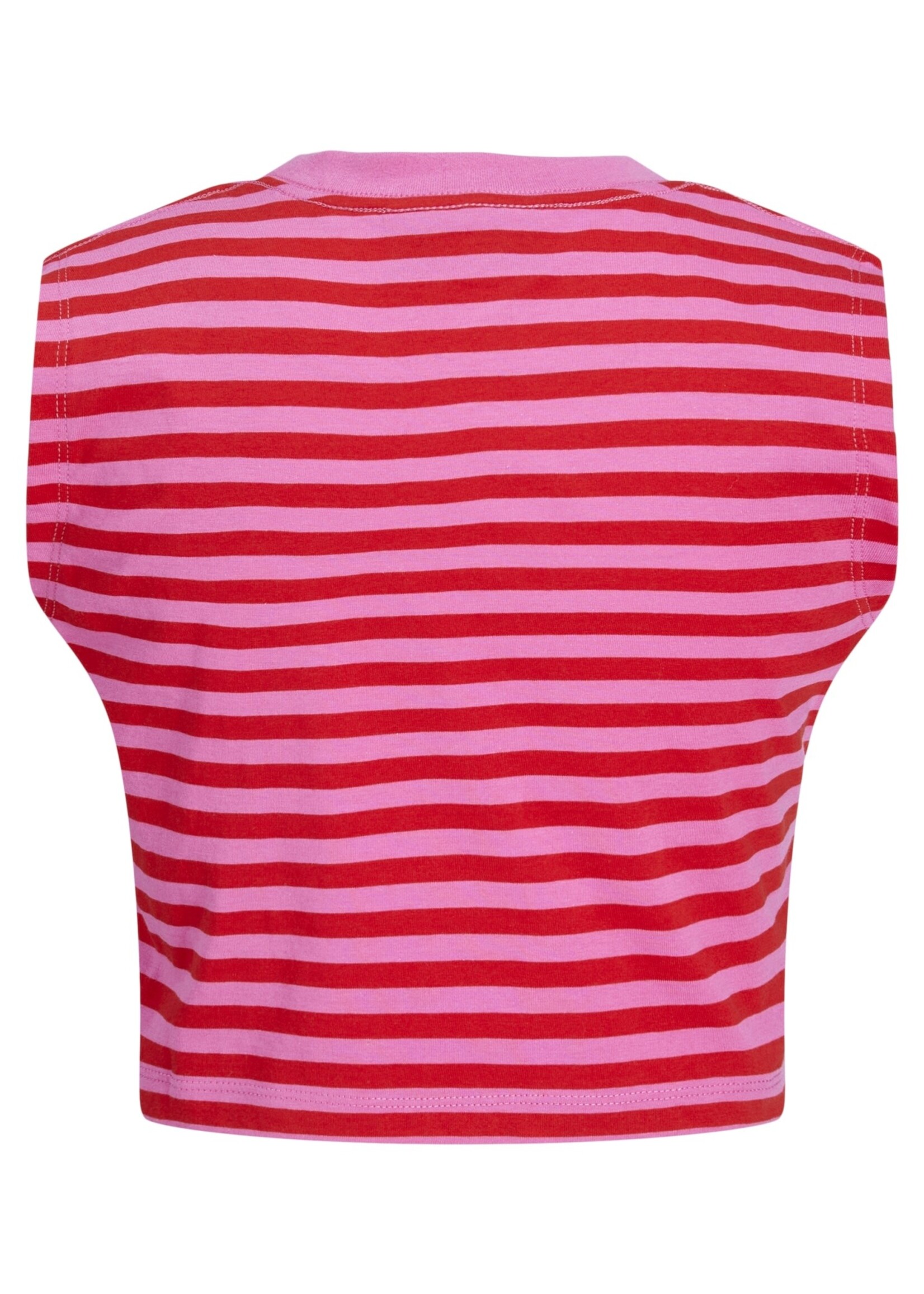 JJXX JXALVIRA CROP STRIPE TEE - CARMINE ROSE