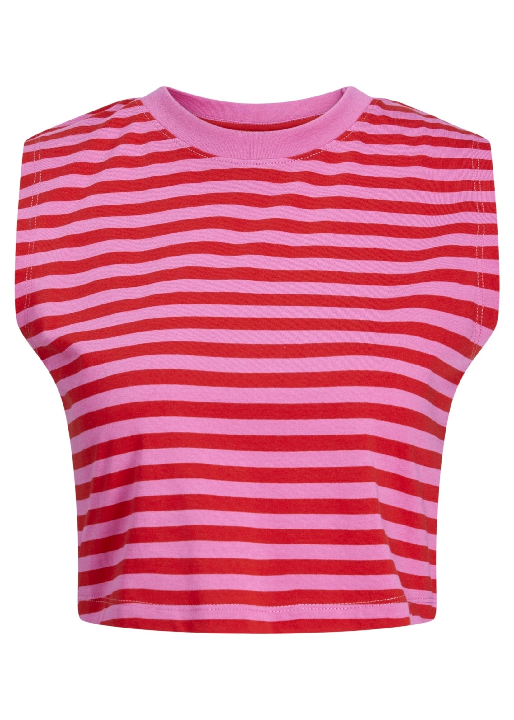 JJXX JXALVIRA CROP STRIPE TEE - CARMINE ROSE