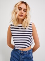 JJXX JXALVIRA CROP STRIPE TEE - BRIGHT WHITE