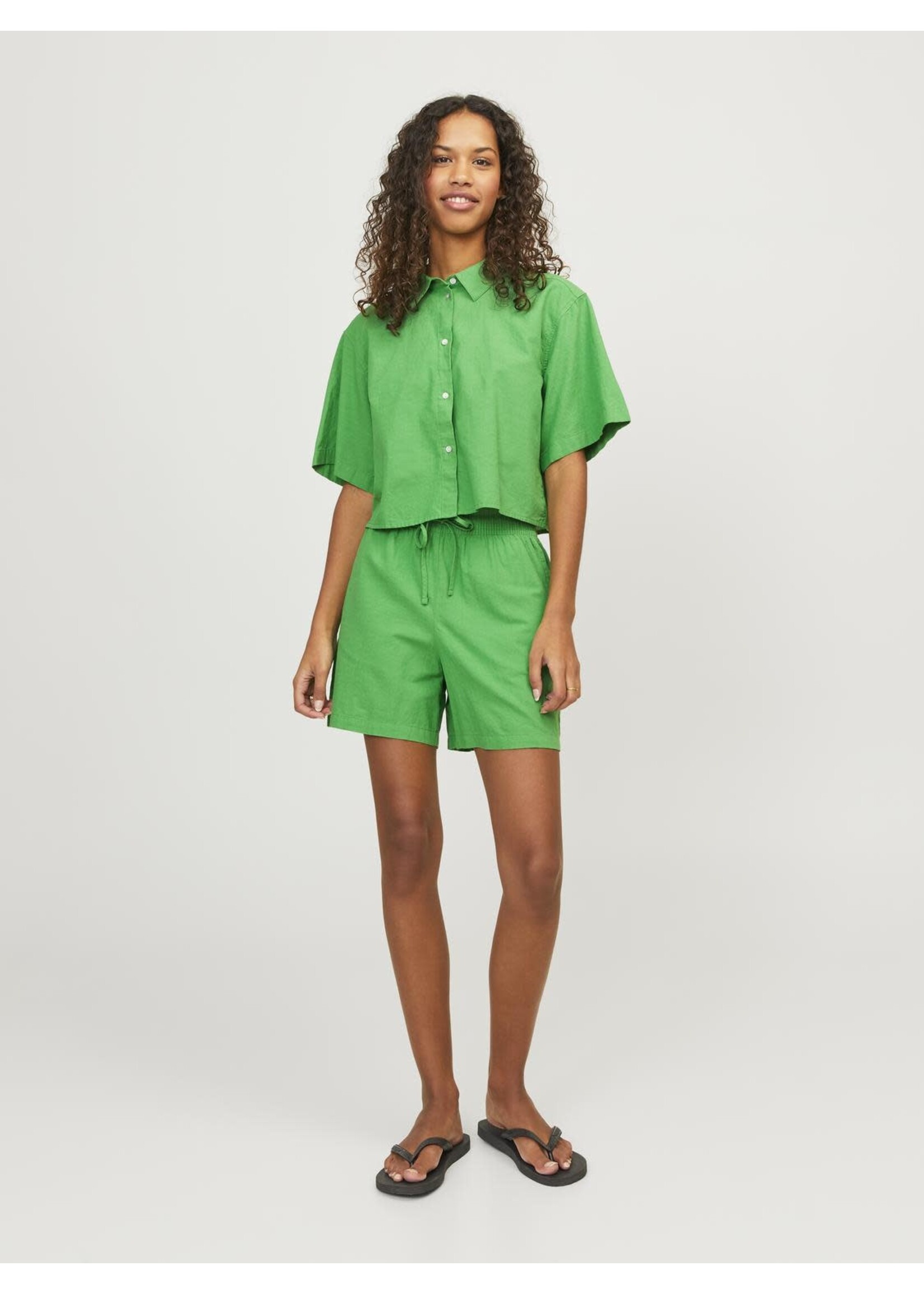 JJXX JXAMY LINEN BLEND SHORTS - MEDIUM GREEN