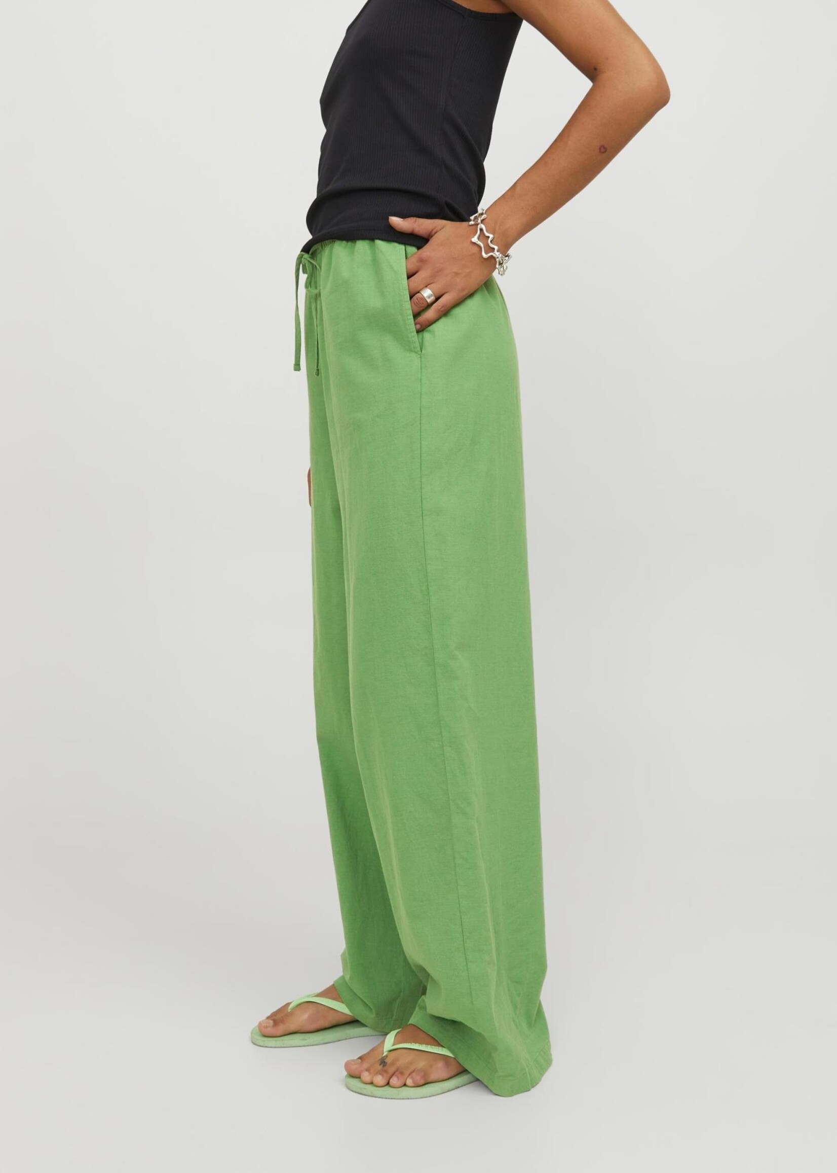 JJXX JXFLORA LINEN BLEND MW PANT - MEDIUM GREEN