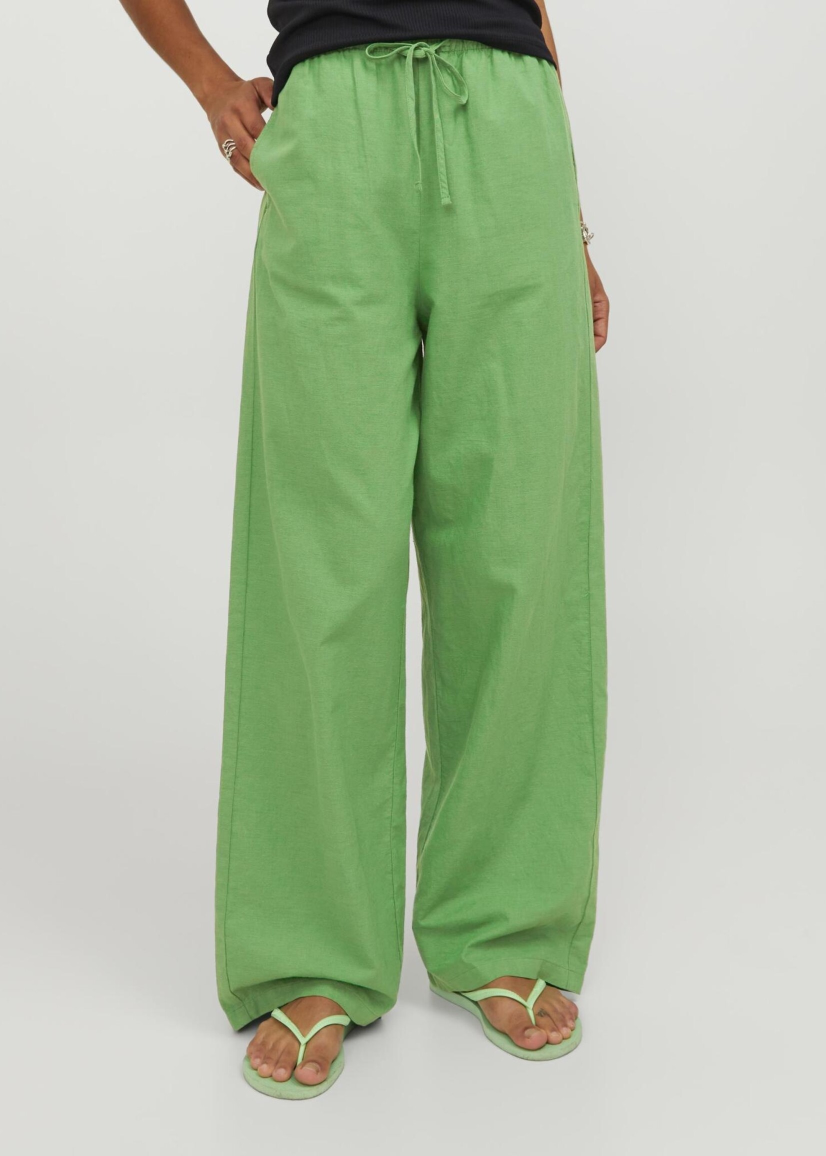 JJXX JXFLORA LINEN BLEND MW PANT - MEDIUM GREEN