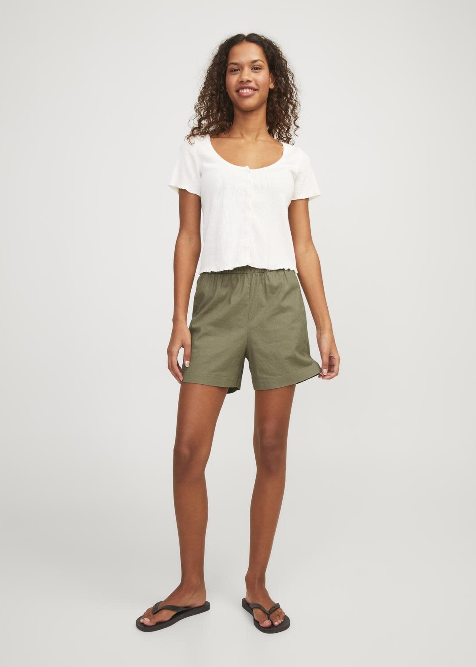 JJXX JXPOPPY LINEN HW SHORTS - ALOE