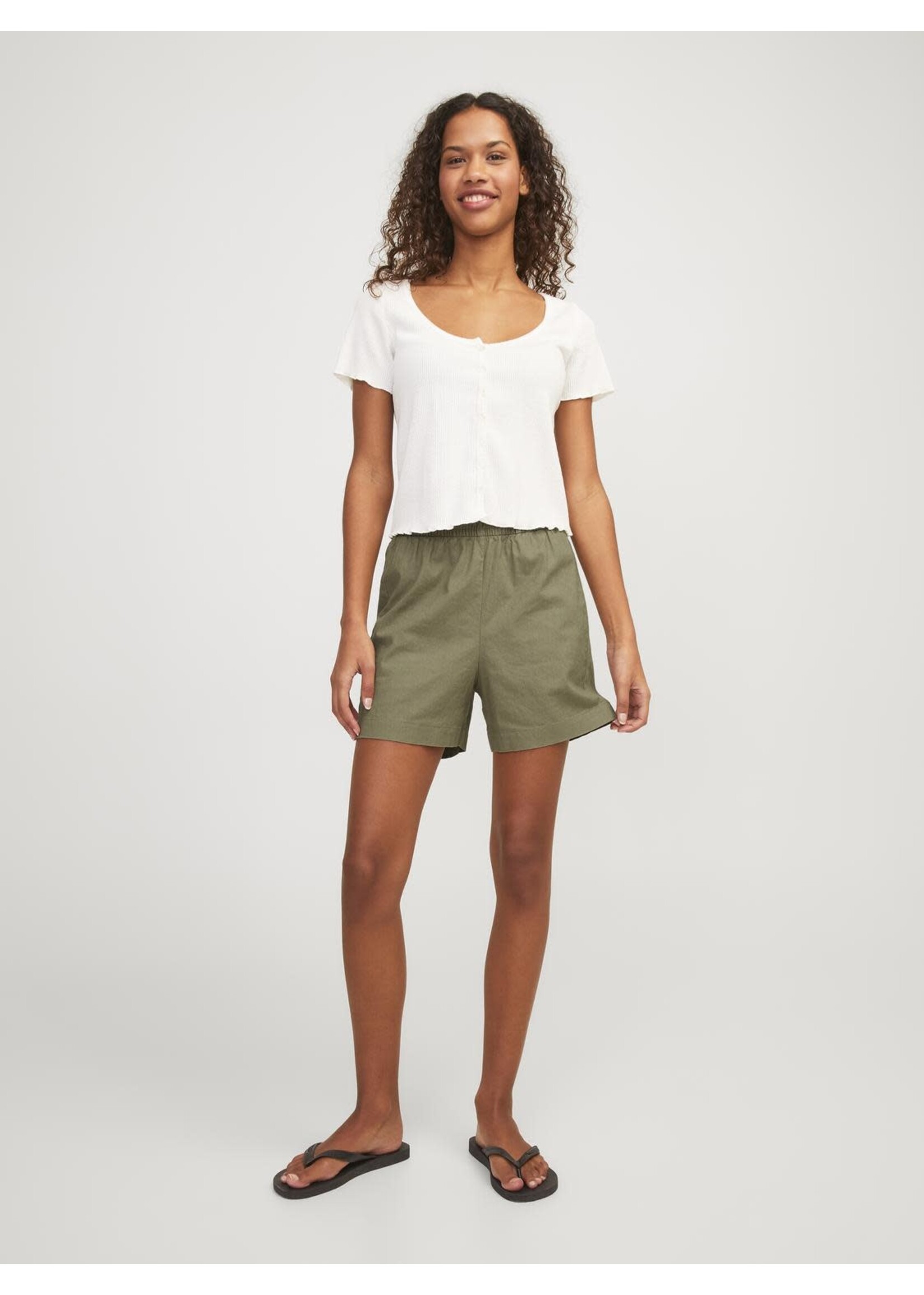 JJXX JXPOPPY LINEN HW SHORTS - ALOE