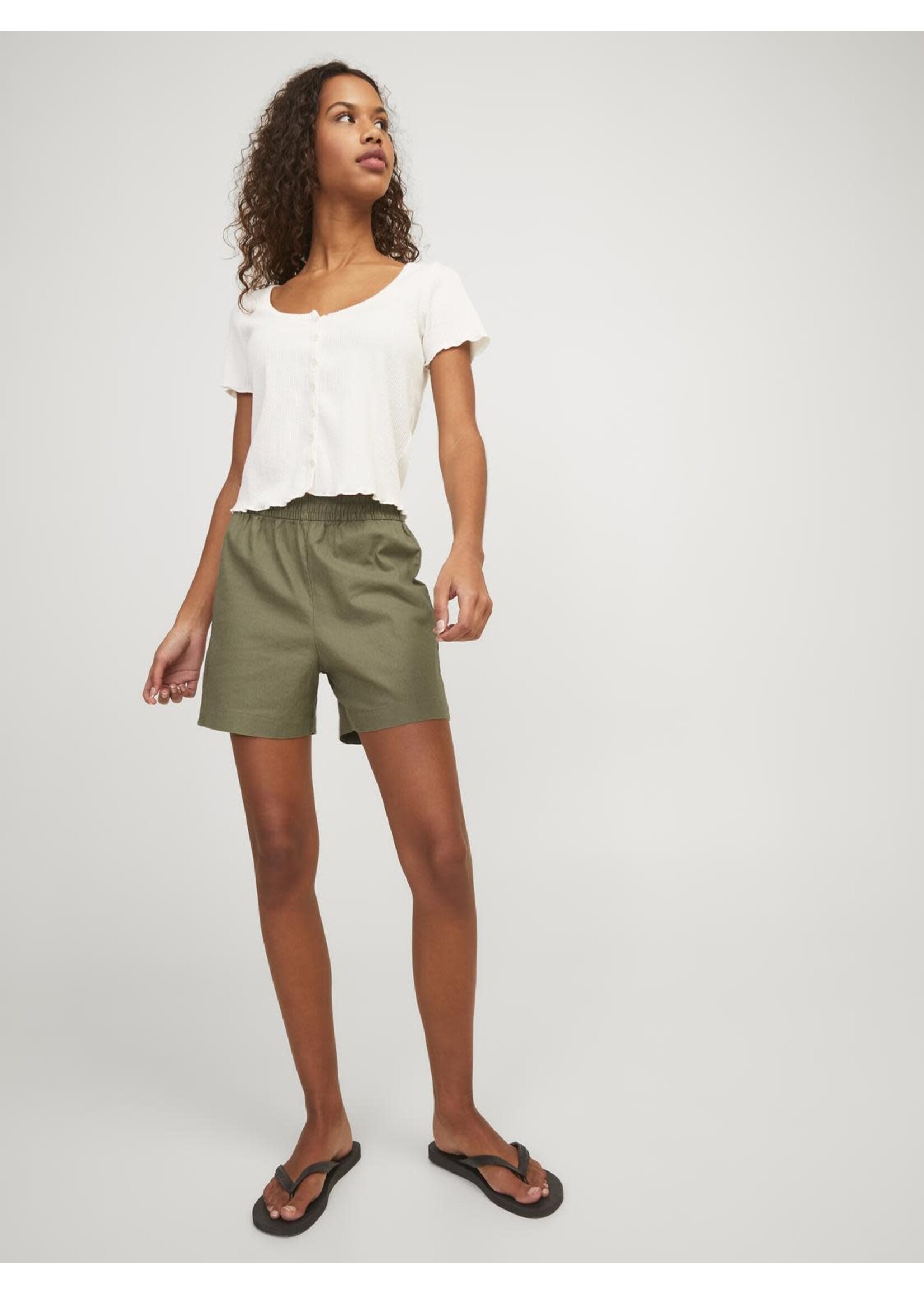 JJXX JXPOPPY LINEN HW SHORTS - ALOE