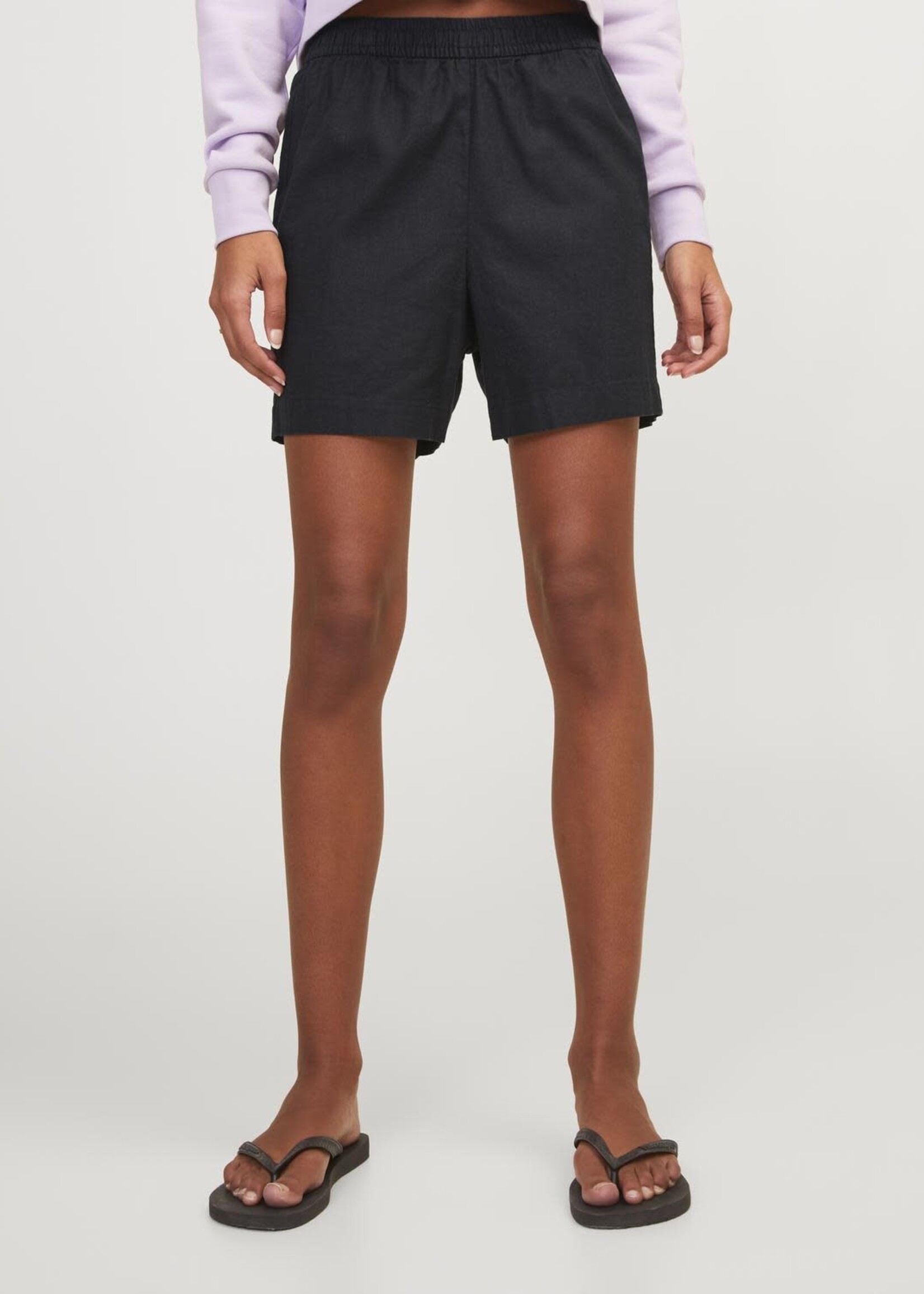 JJXX JXPOPPY LINEN HW SHORTS - BLACK