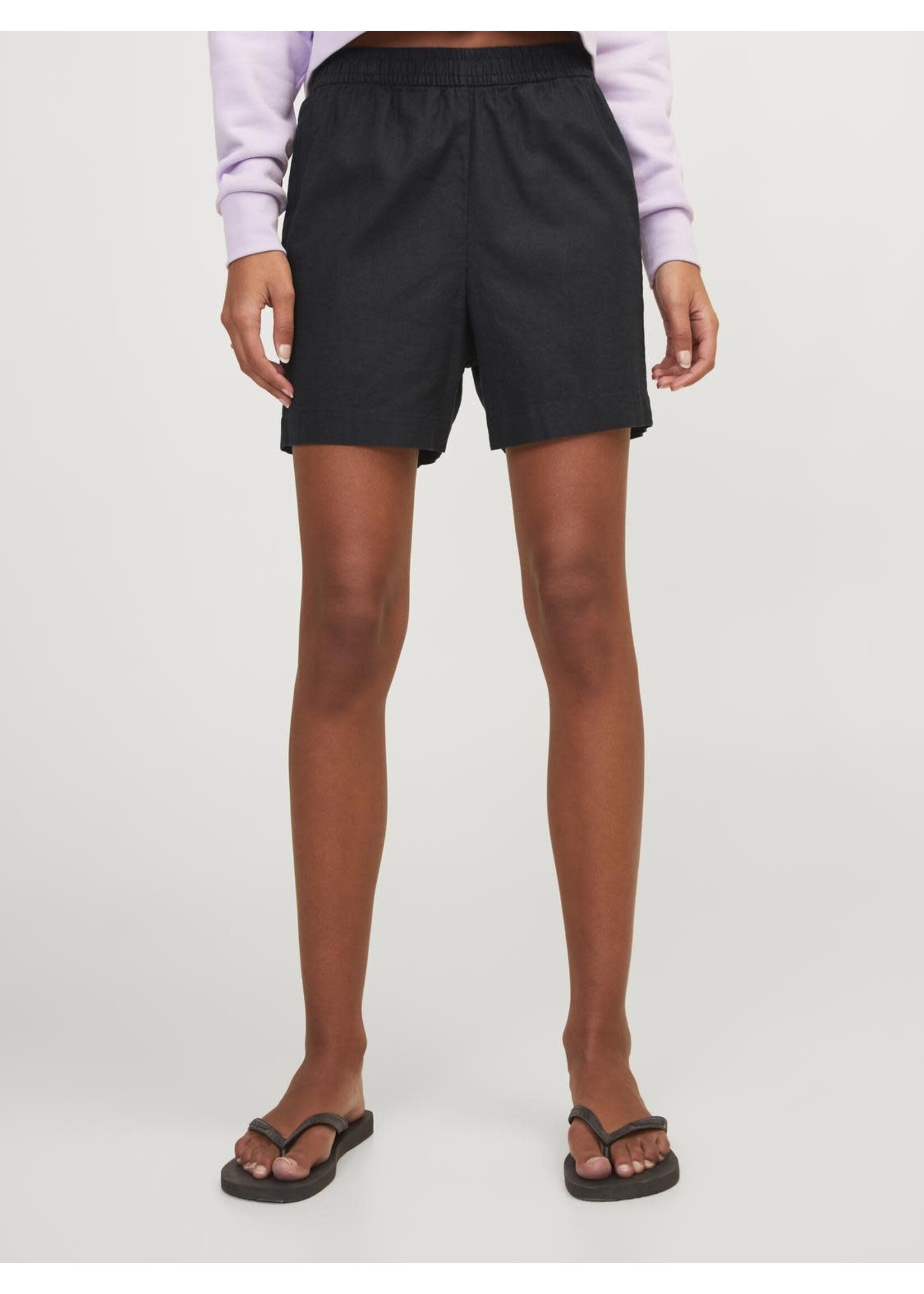 JJXX JXPOPPY LINEN HW SHORTS - BLACK