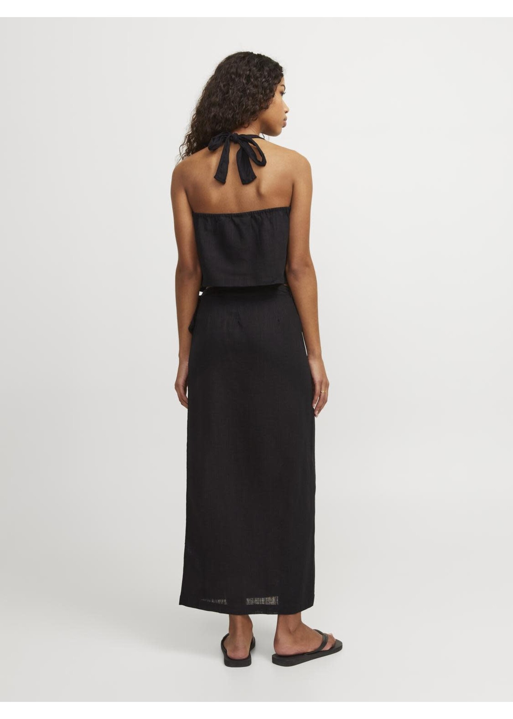 JJXX JXOCEAN LINEN BLEND HALTERNECK TOP - BLACK