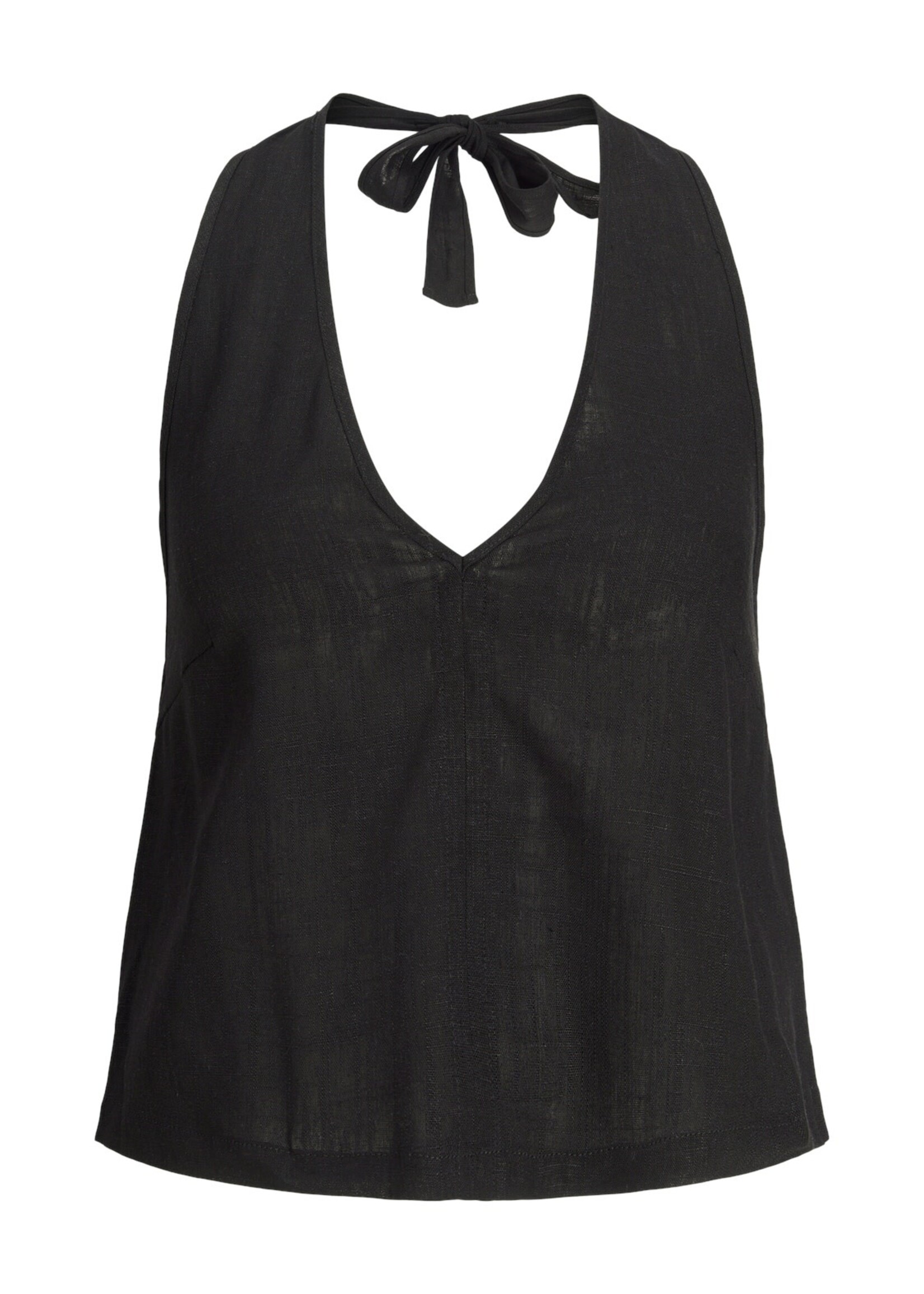 JXOCEAN LINEN BLEND HALTERNECK TOP - BLACK