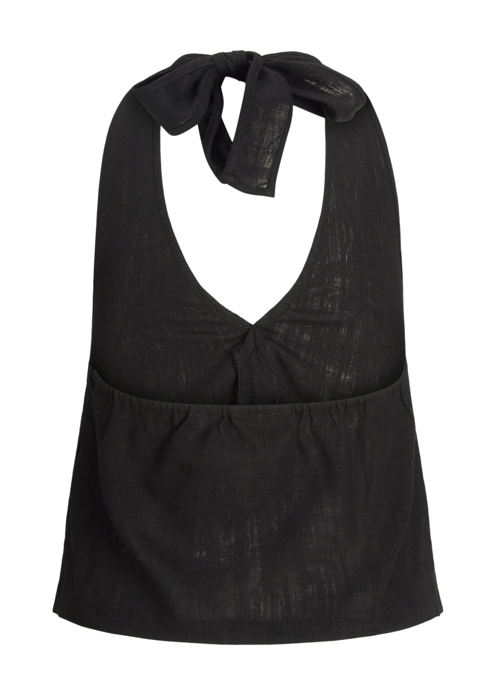JXOCEAN LINEN BLEND HALTERNECK TOP - BLACK