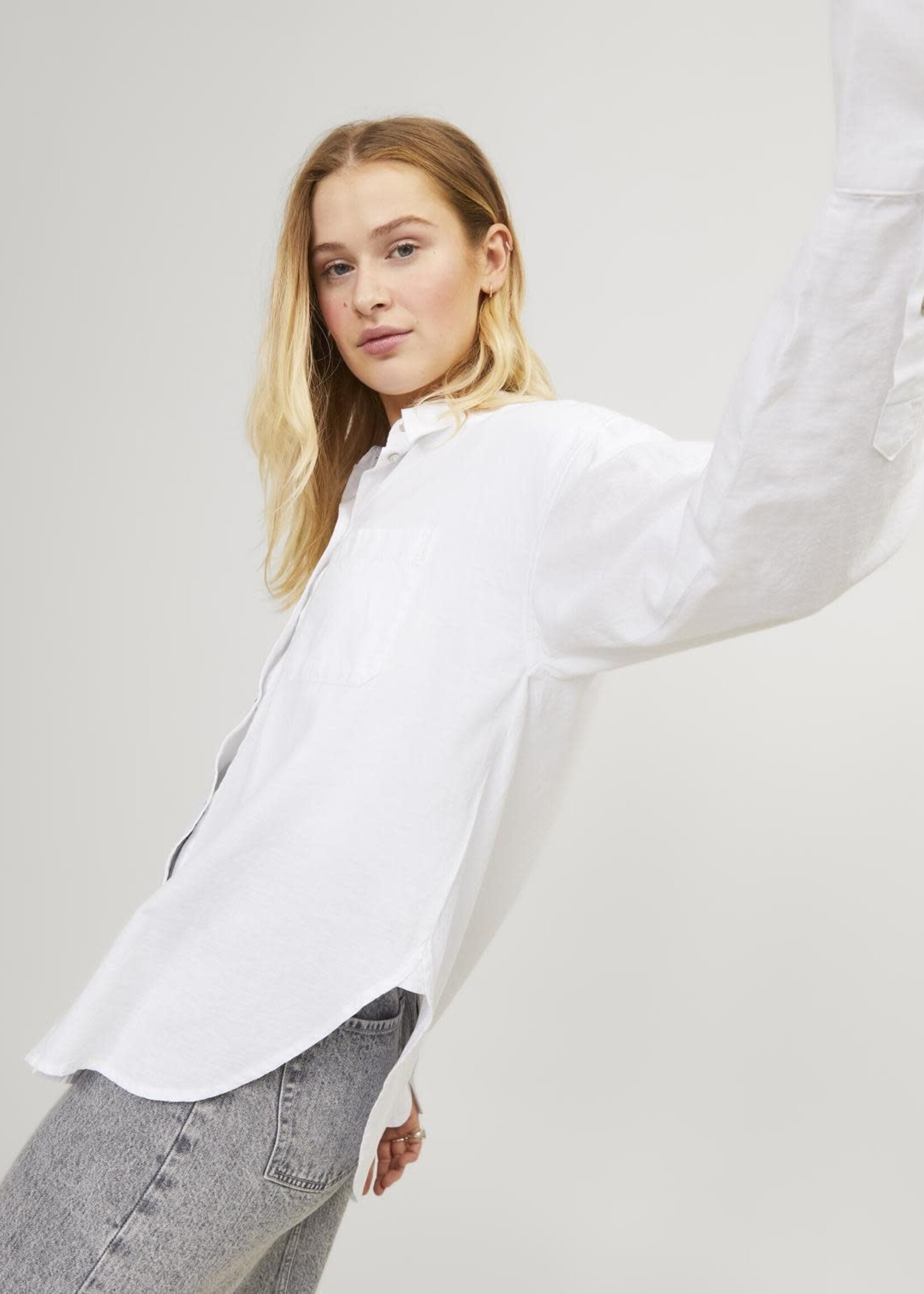 JJXX JXJAMIE RLX LINEN BLEND SHIRT - WHITE