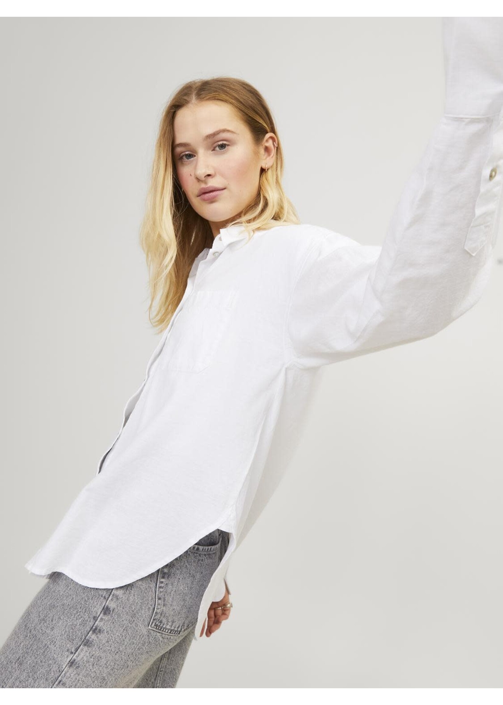 JJXX JXJAMIE RLX LINEN BLEND SHIRT - WHITE