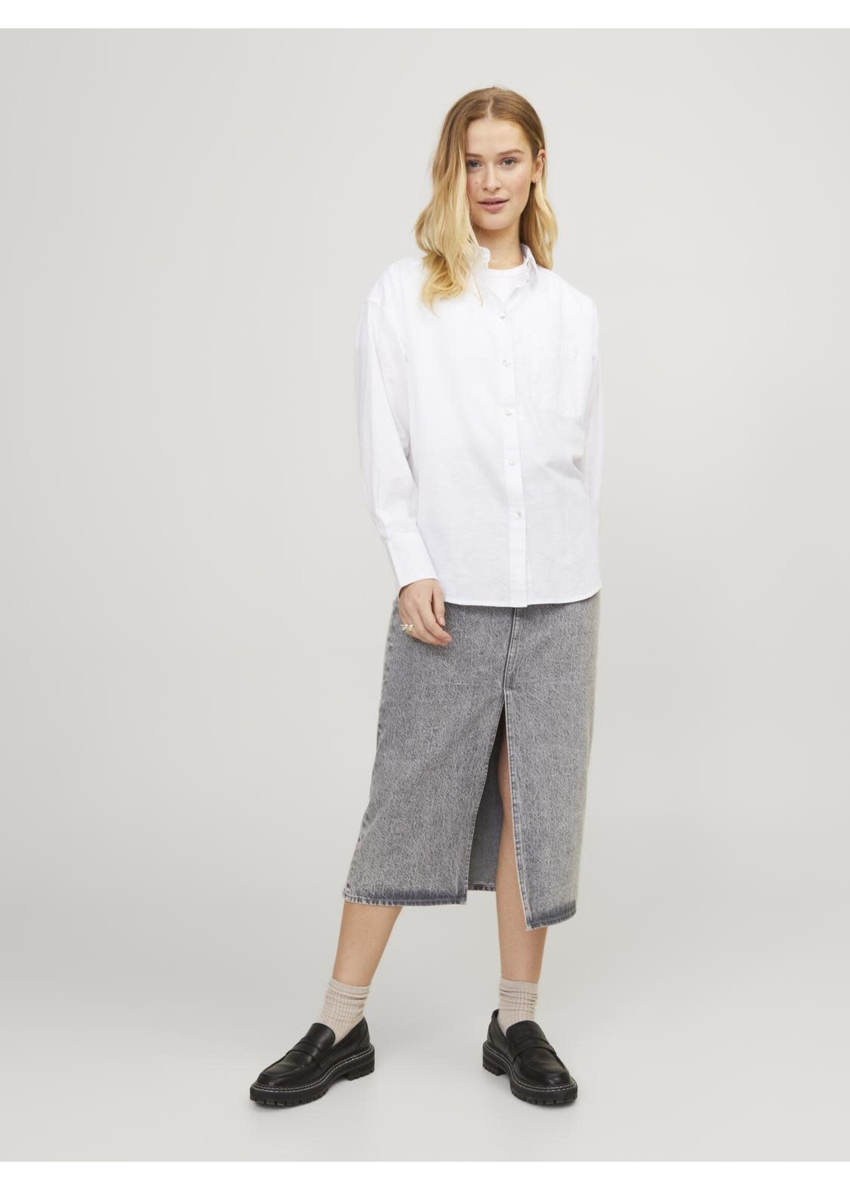 JJXX JXJAMIE RLX LINEN BLEND SHIRT - WHITE