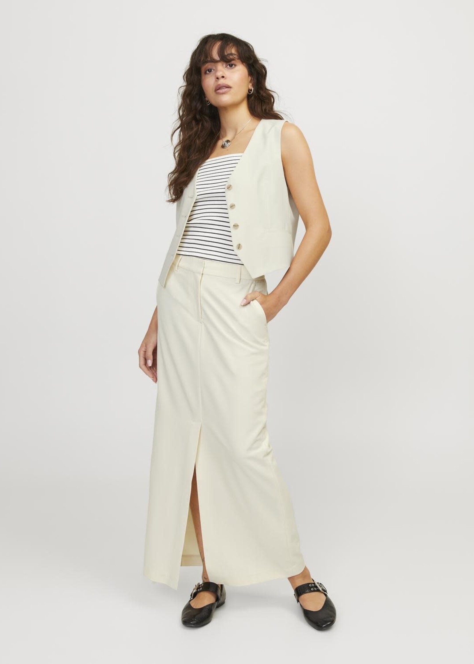 JJXX JXMARY MW LONG SKIRT - BONE WHITE