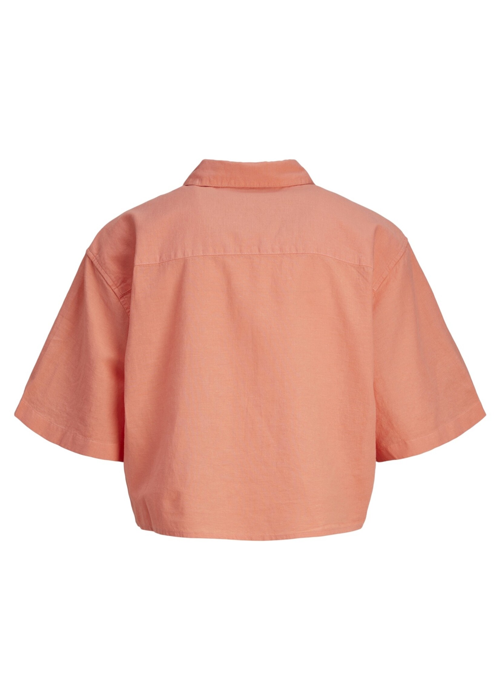 JJXX JXLULU CROPPED LINEN BLEND SHIRT - PEACH ECHO