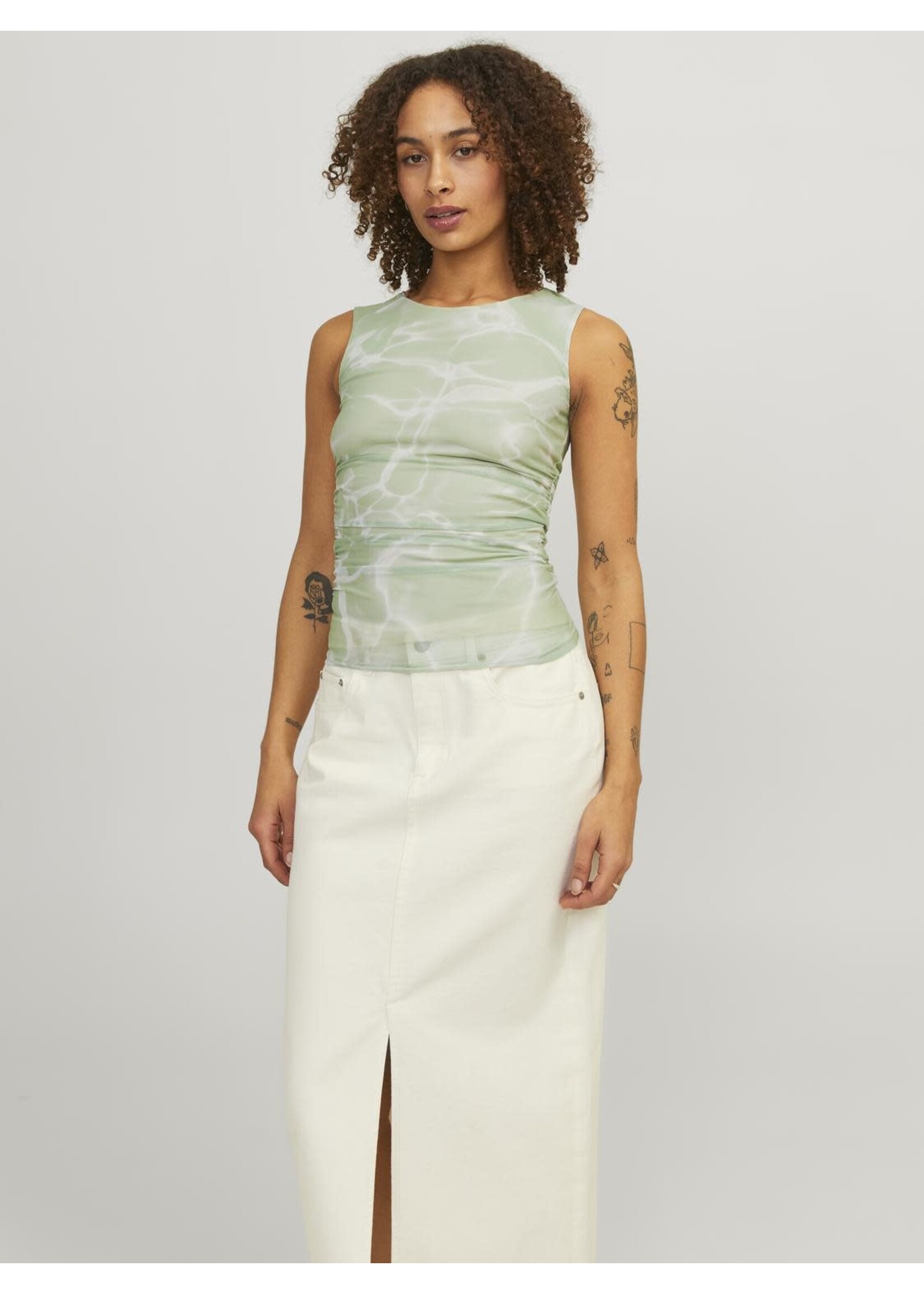 JJXX JXANDREA MESH TOP - SMOKE GREEN OCEAN