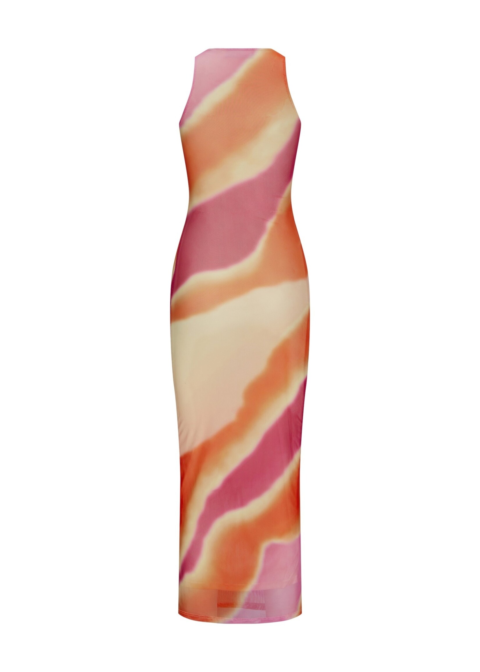 JJXX JXELINA SLIM LONG MESH DRESS - BLEACHED APRICOT BIG WAVE