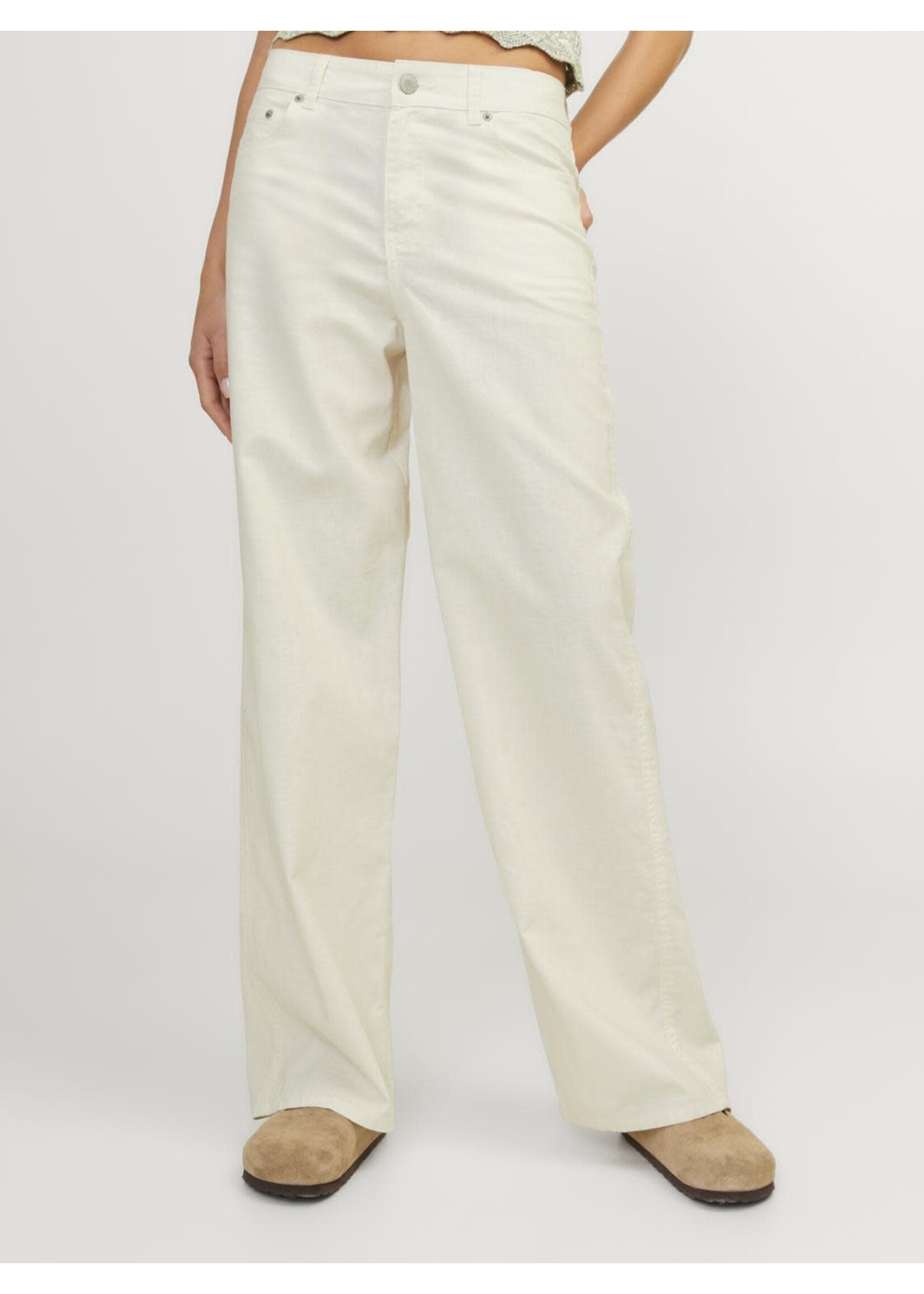 JXLISA LINEN WIDE MW PANT - VANILLA ICE