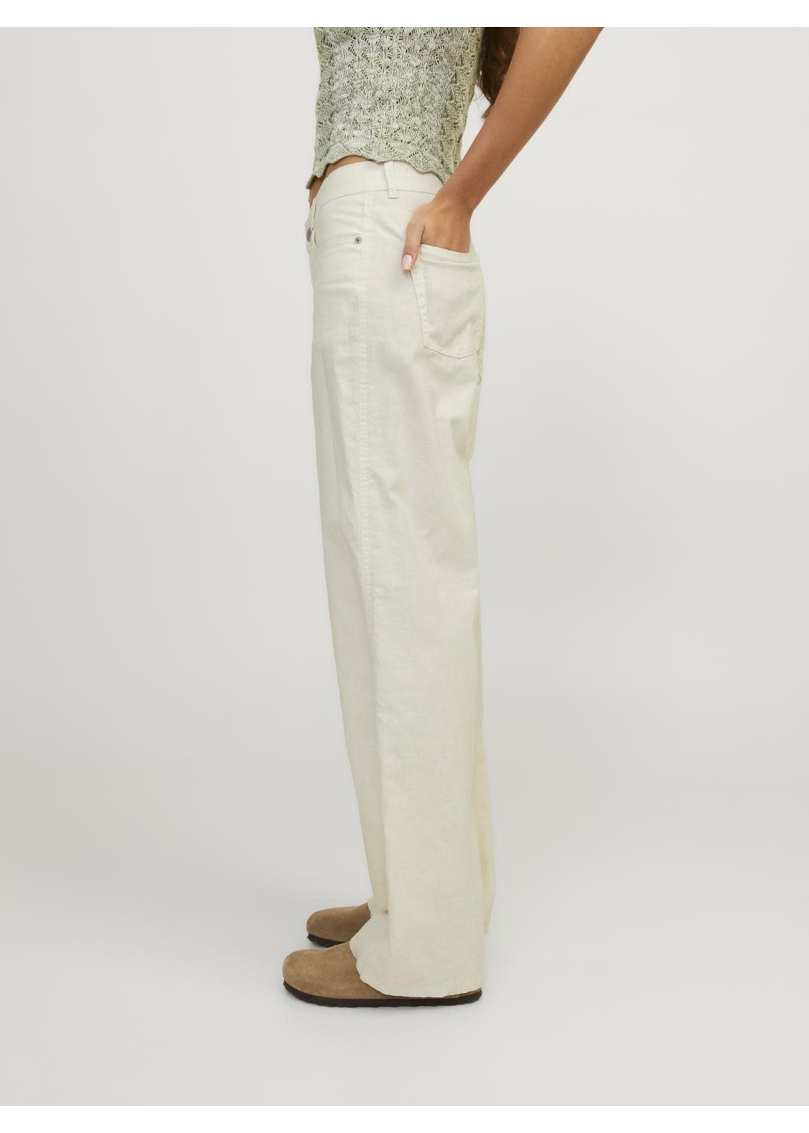 JXLISA LINEN WIDE MW PANT - VANILLA ICE