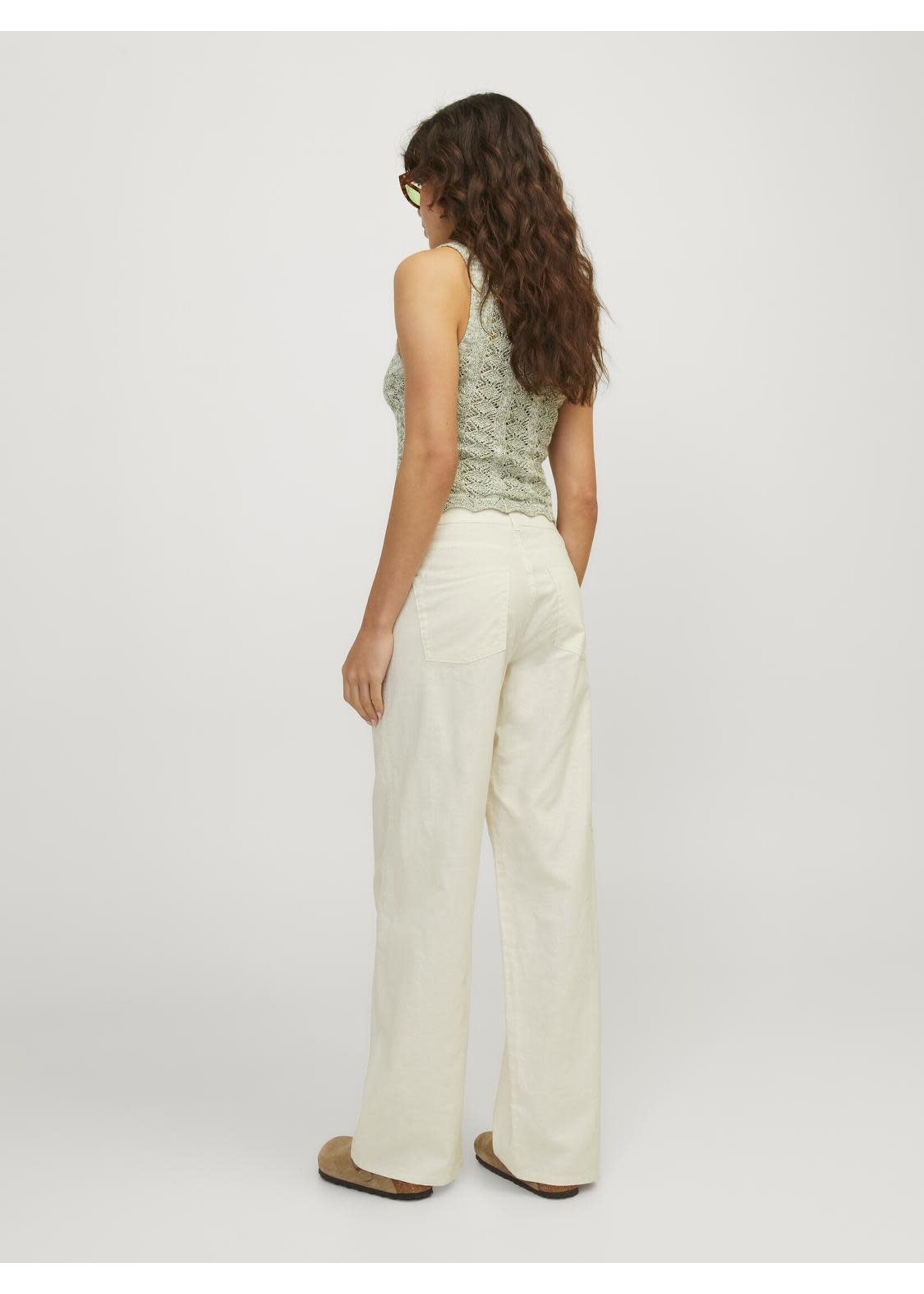 JXLISA LINEN WIDE MW PANT - VANILLA ICE