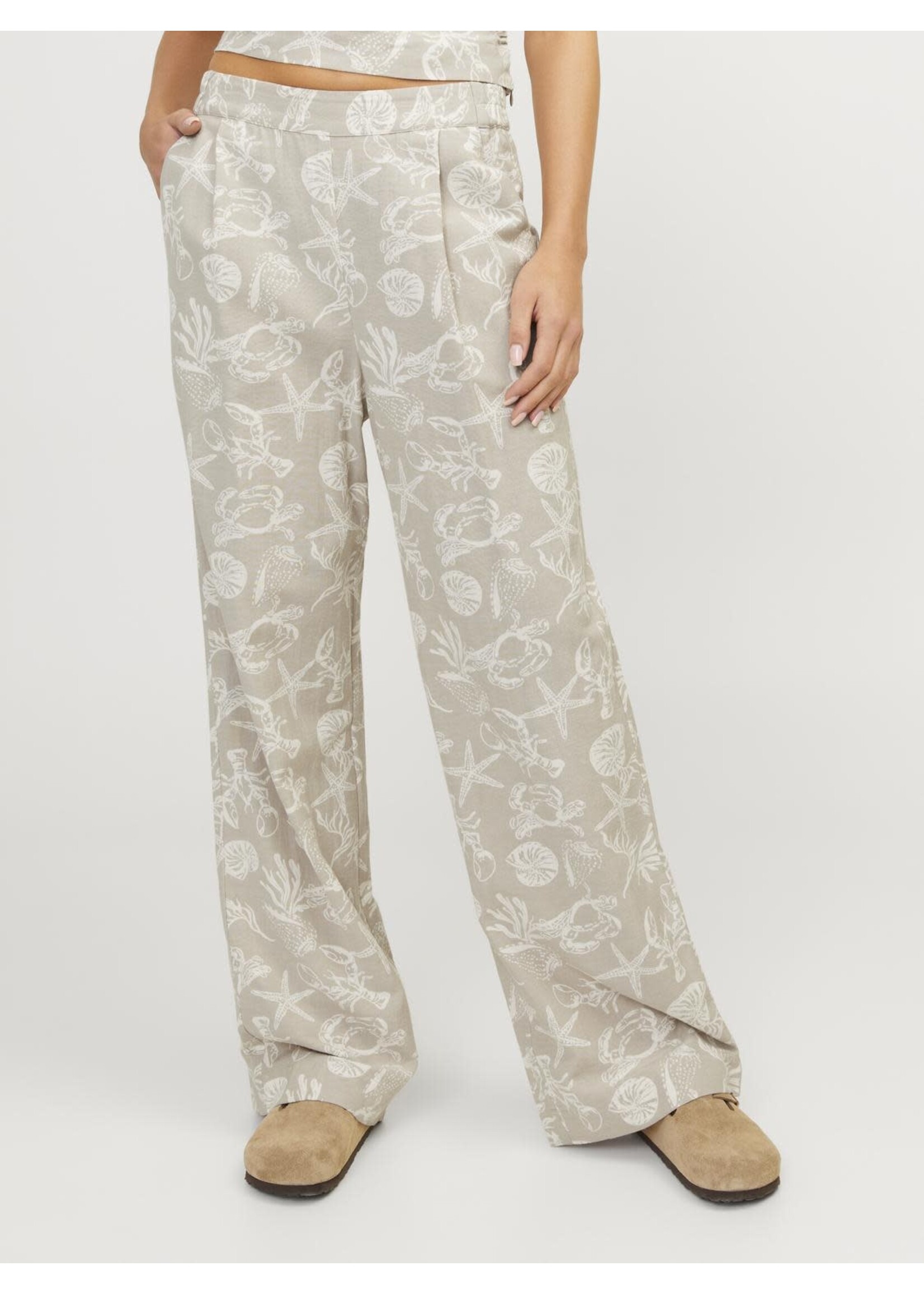 JXANNIKA HW LINEN BLEND PANT - FEATHER GRAY