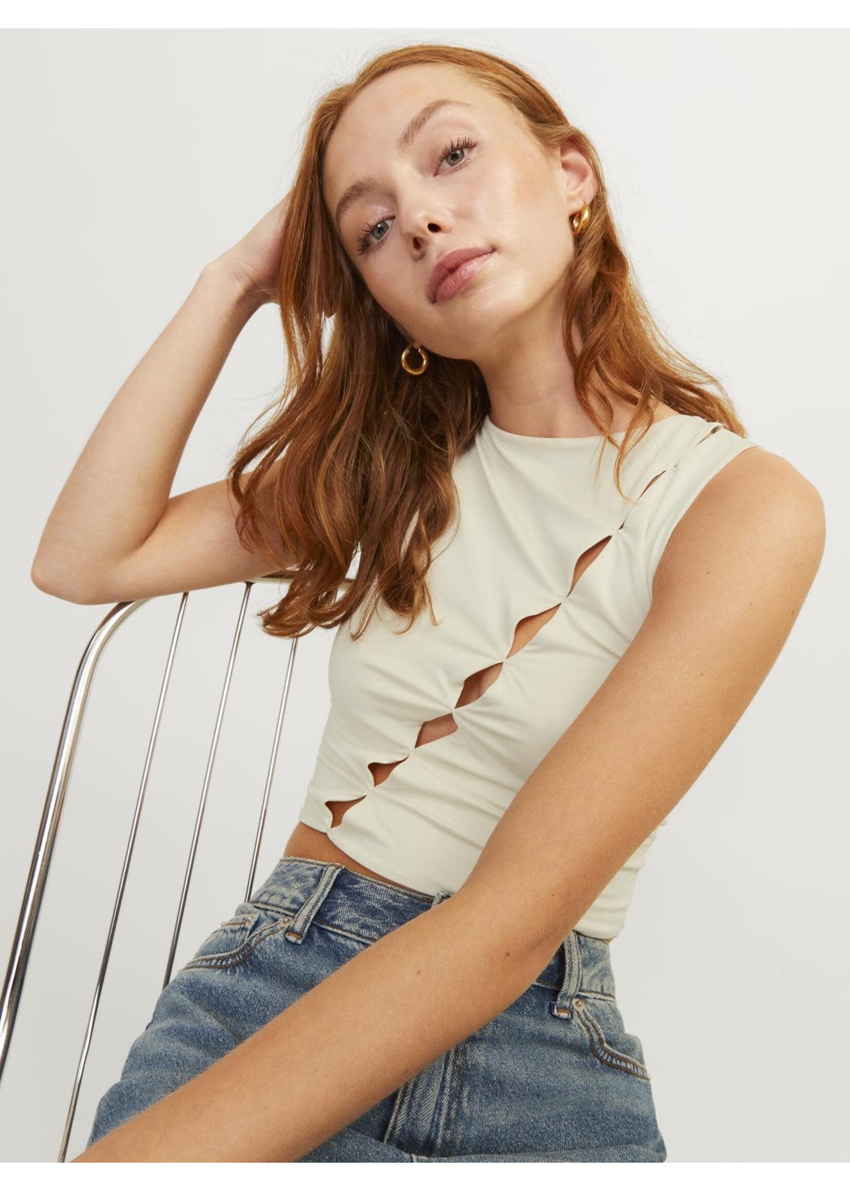 JJXX JXHARPER TOP - BONE WHITE