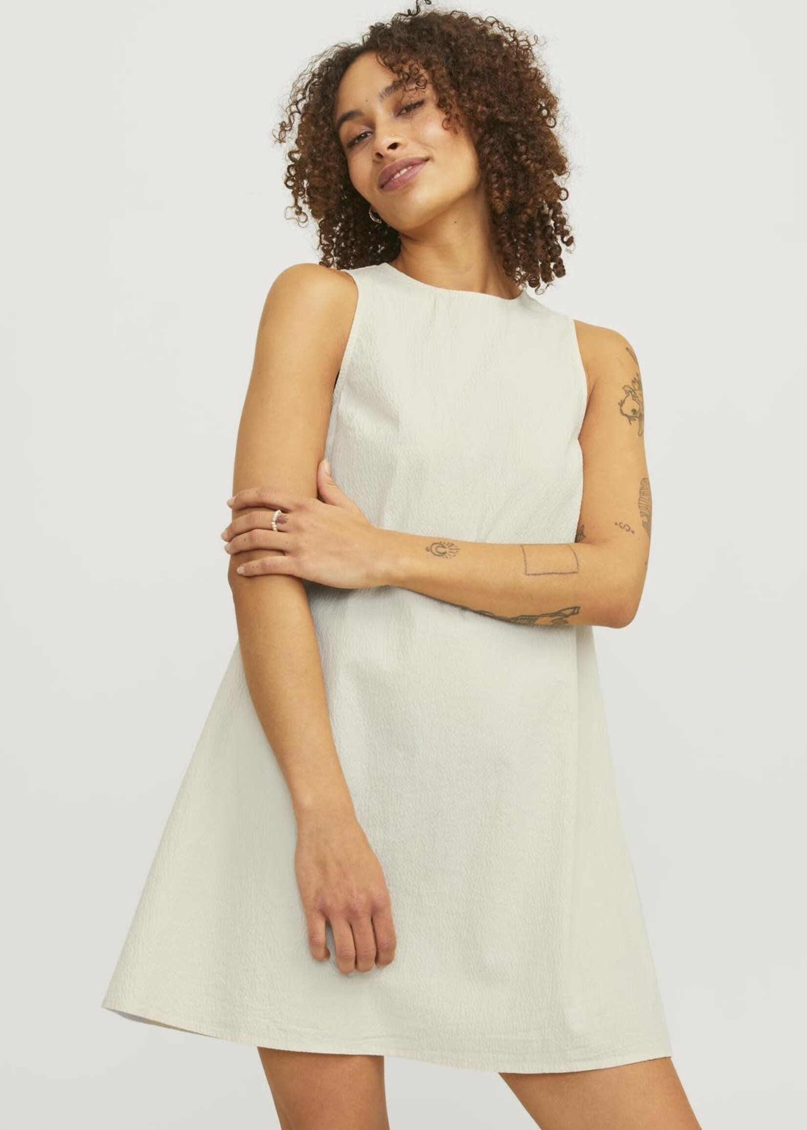 JJXX JXKAIA SEERSUCKER DRESS - BONE WHITE