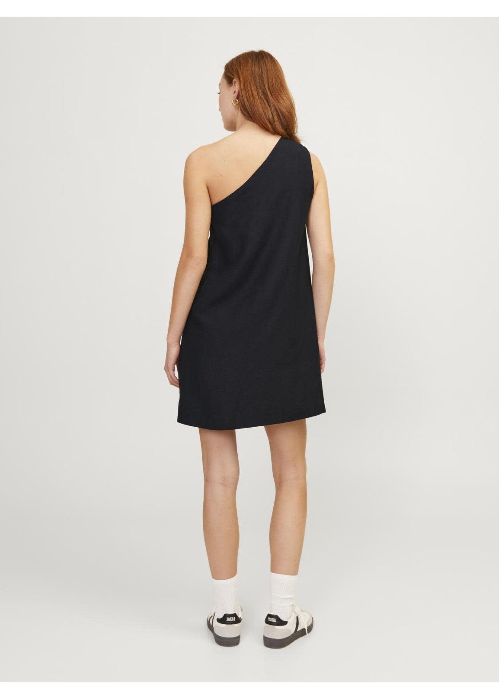 JJXX JXANNIKA ONE SHOULDER LINEN BLE DRESS - CAVIAR