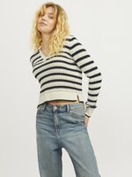 JXADDY STRIPE POLO NECK KNIT - BONE WHITE