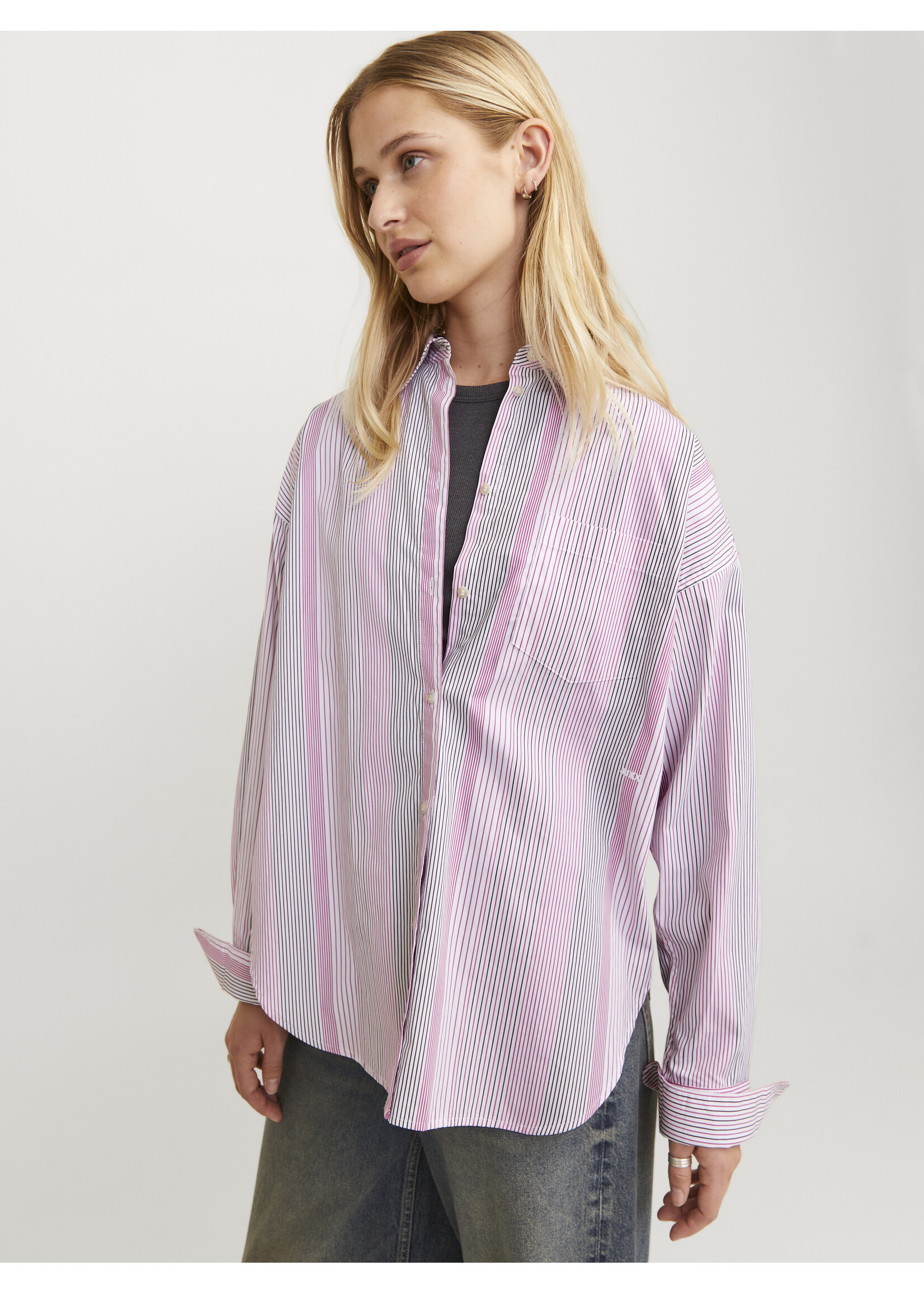 JJXX JXJAMIE RELAXED POPLIN SHIRT - FUCHSIA RED
