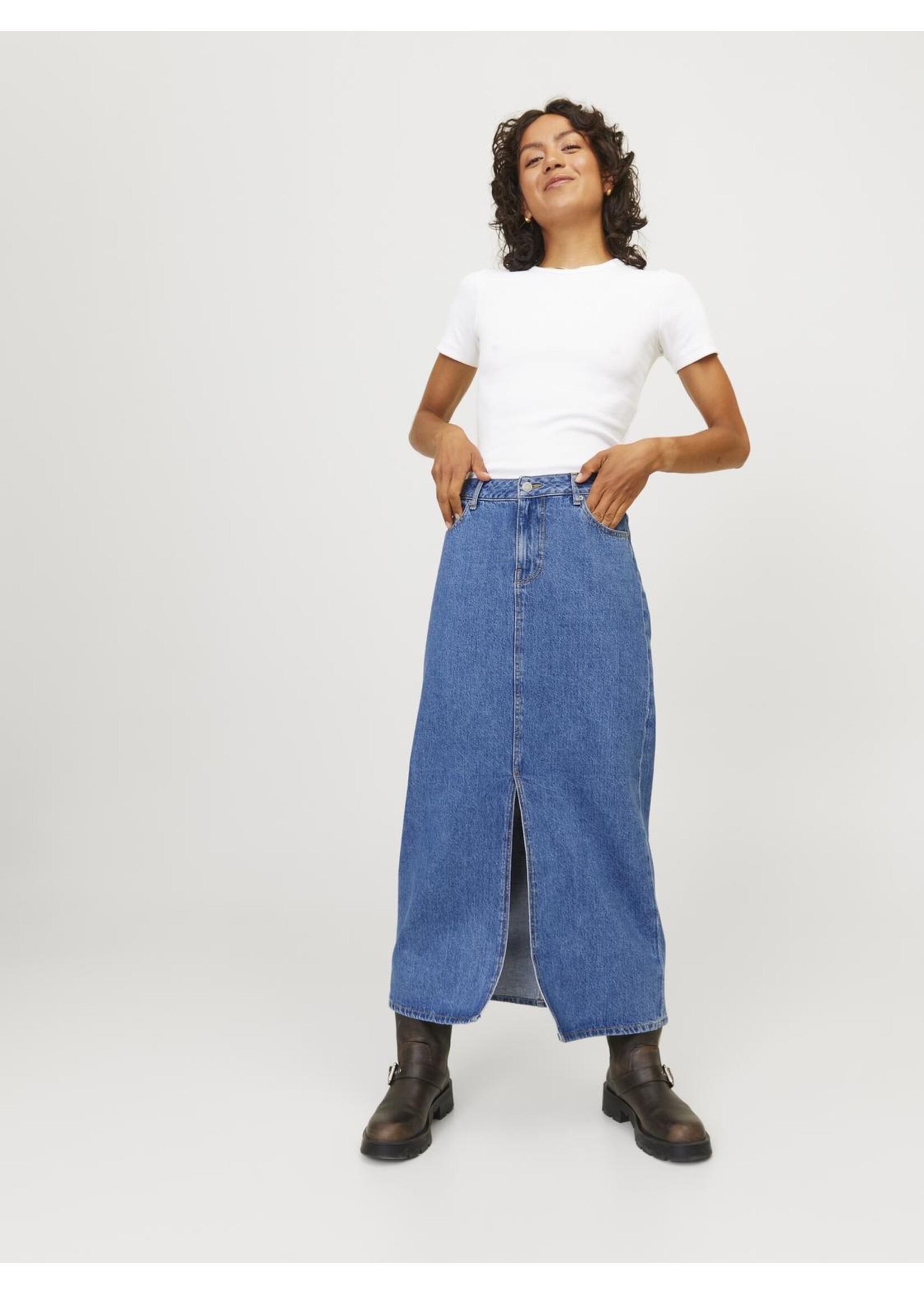 JJXX JXAURA LONG DENIM SKIRT - MED BLUE DENIM